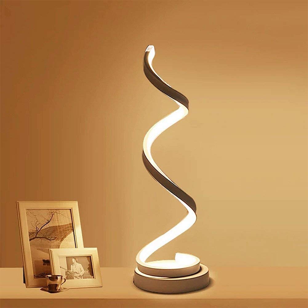 UWY Spiral LED Bedside Lamp - 12W Dimmable Eye-Caring Night Light with Stepless Brightness, Warm White Table Lamp for Bedroom, Living Room & Office | Perfect for Reading, Relaxing and Decorative Lighting
