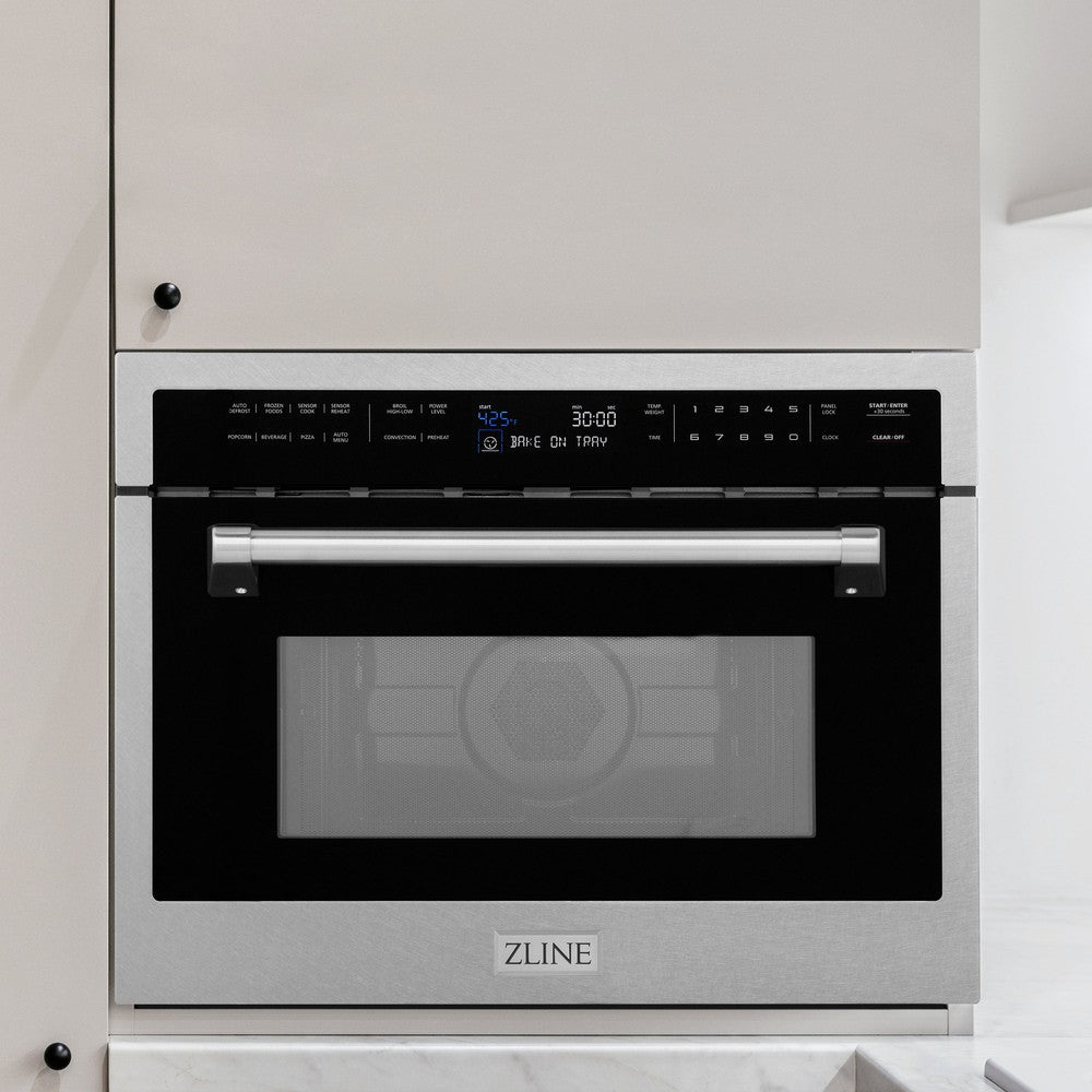 ZLINE 24 Inch Built-In Convection Microwave Oven - 1.6 Cu Ft Stainless Steel with Speed & Sensor Cooking (MWO 24 SS) - Perfect for Kitchen Remodeling & Small Space Cooking