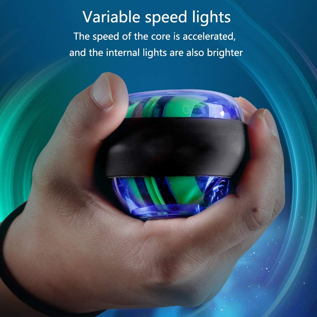 Gyroscopic Wrist Trainer Ball with LED Lights - No Pull String Needed for Hand & Forearm Strength Training - Perfect for Physical Therapy, Fitness, and Office Stress Relief (Black)