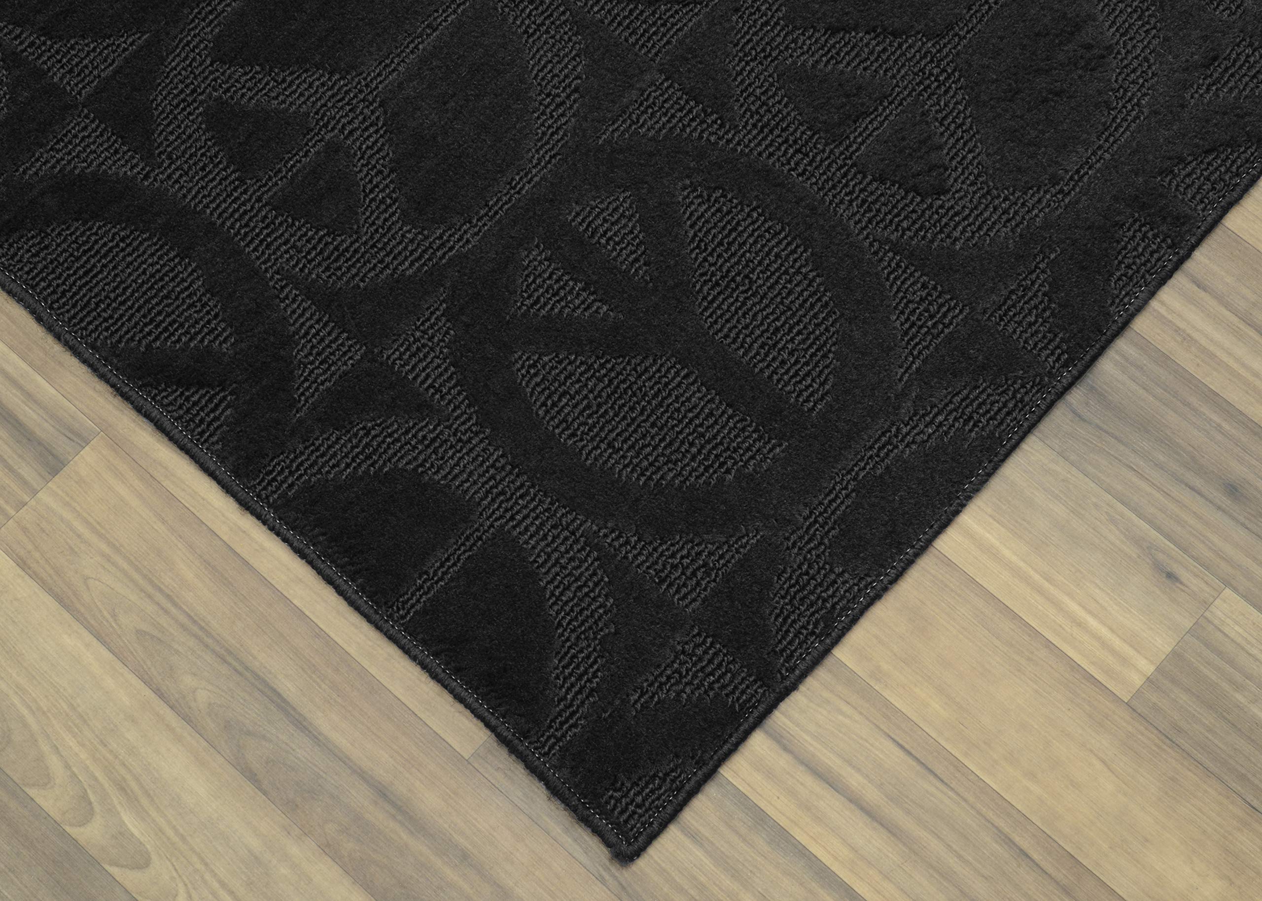 Garland Rug Large Peace 5'x7' Black Area Rug - Soft Non-Slip Living Room Carpet for Bedroom, Office & Home Decor
