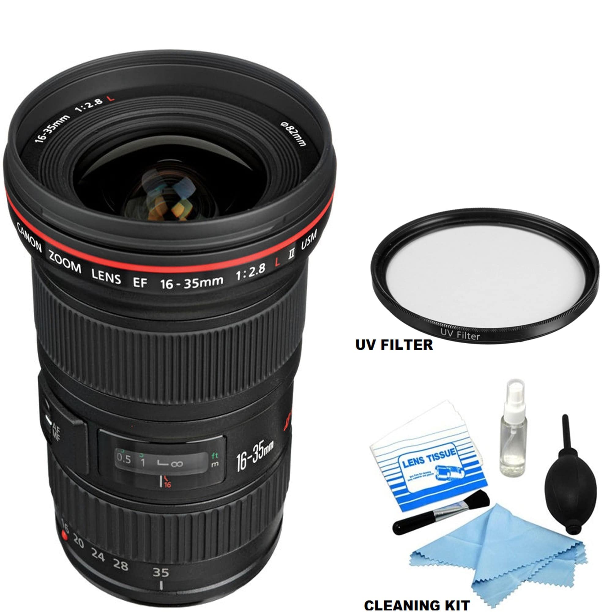 Canon EF 16-35mm f/2.8L II USM Ultra Wide Zoom Lens with UV Filter & Cleaning Kit - Professional Photography for Landscapes, Architecture & Events (USA Stock)