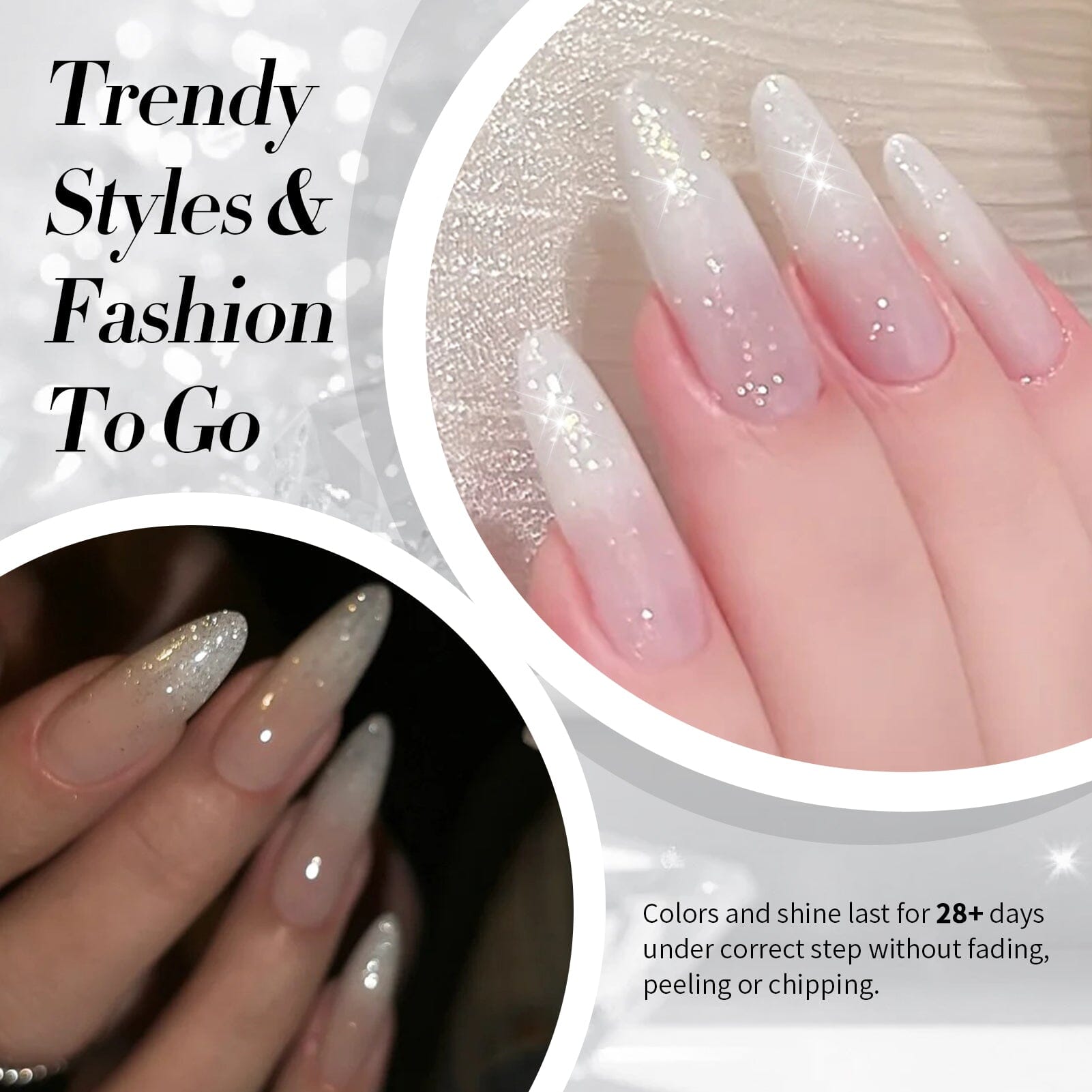 White Reflective Glitter Gel Nail Polish - SZ12 Milky Melee 15ml for Long-Lasting Manicures | Perfect for Nail Salons, Home Use & Special Occasions