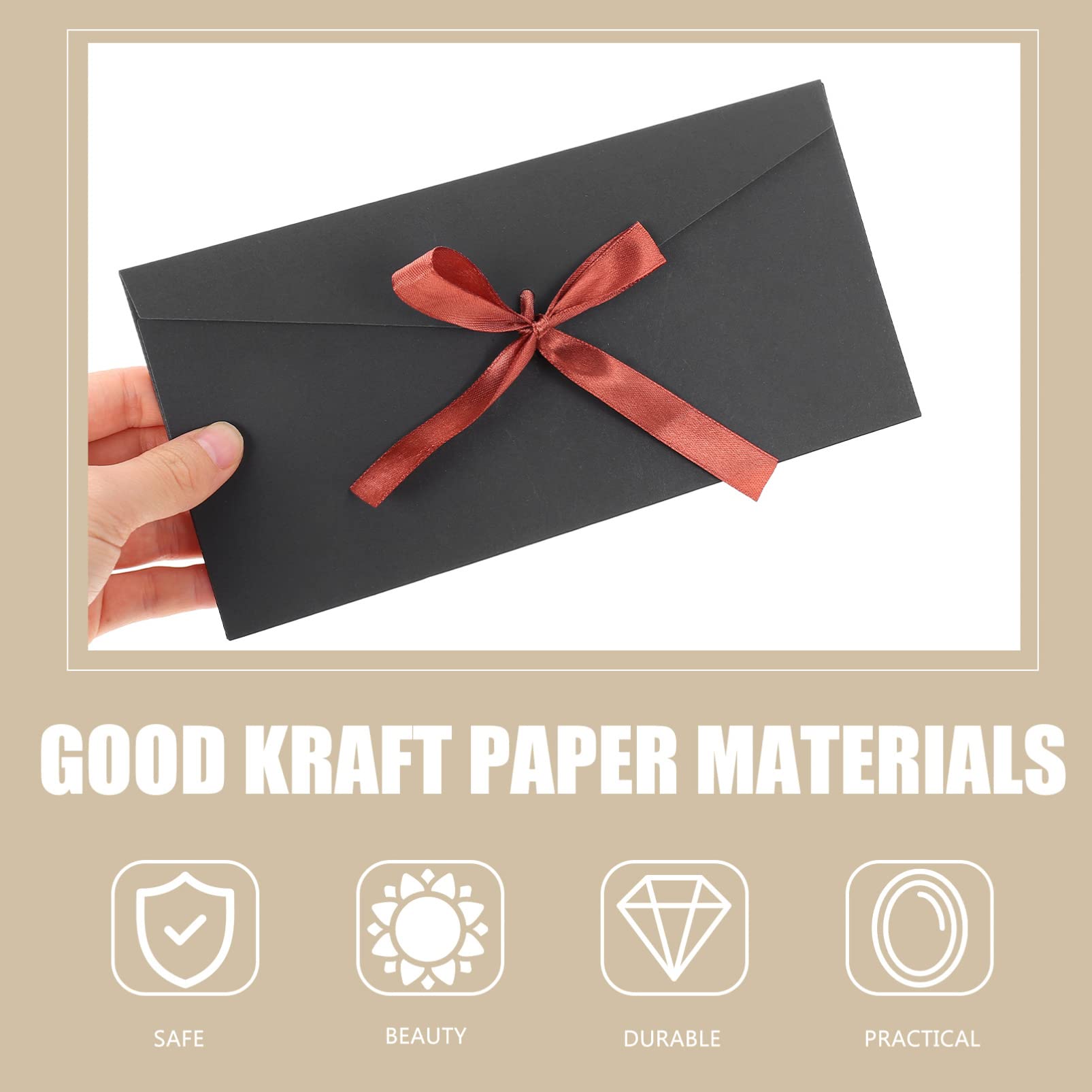 Operitacx 10pcs Blank Invitation Envelopes - Kraft Paper Letter Envelopes for Cards, Wedding, Baby Shower & Greeting Cards - Aesthetic Korean-Style Stationery for Parties & Special Occasions