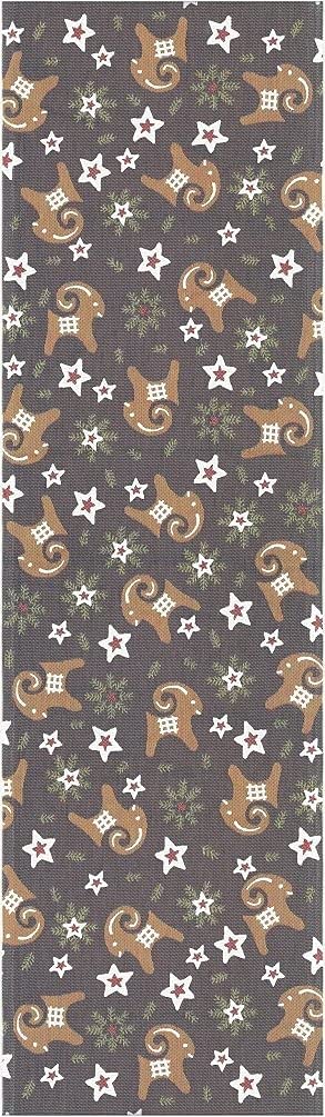 Ekelund Master Weavers Christmas Pepparkakor 14In x 47In Organic Cotton Swedish Table Runner - Natural Multicolor, 35 cm x 120 cm - Perfect for Holiday Dining, Festive Decor & Scandinavian Home Styling