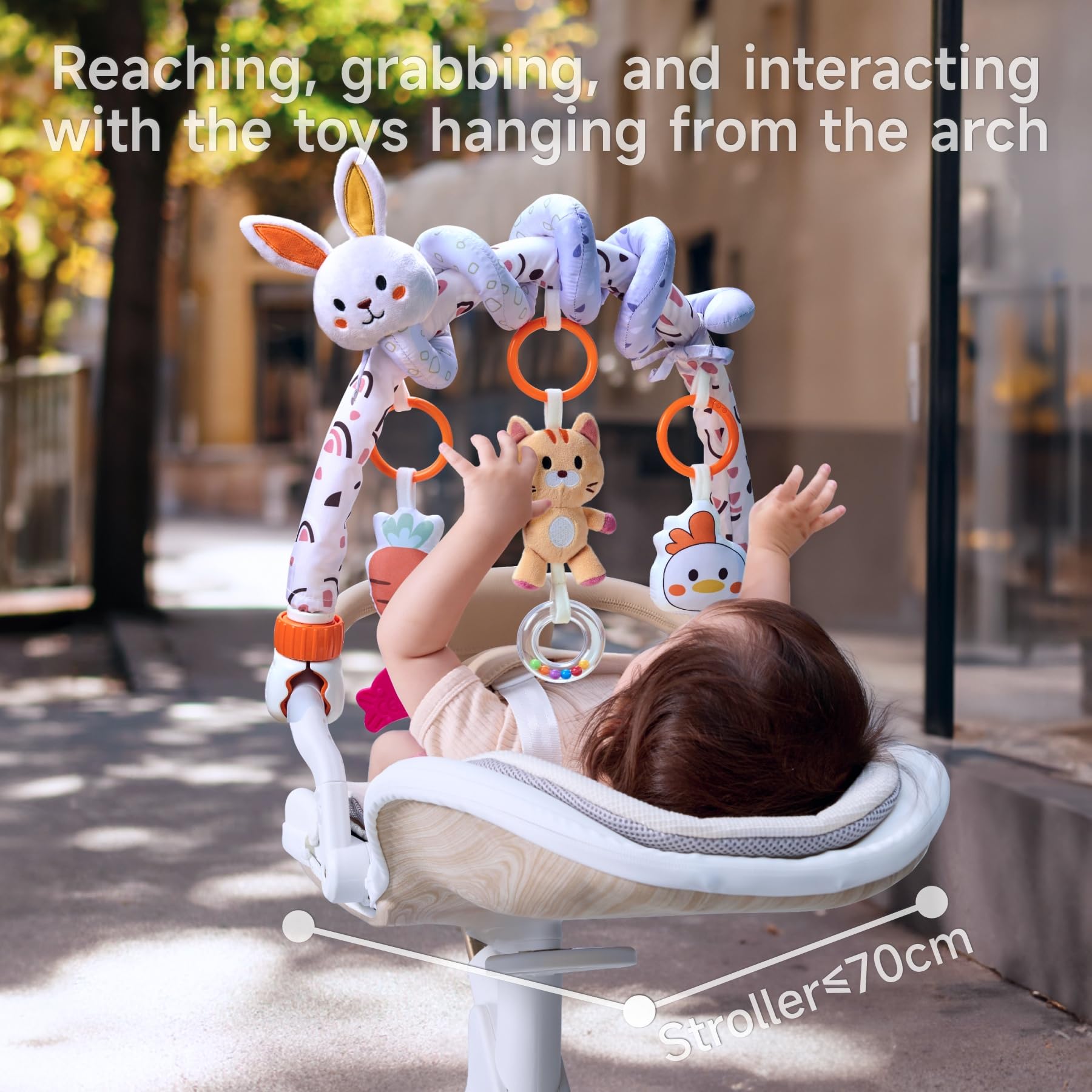TUMAMA 2 in 1 Spiral Car Seat & Stroller Toys for Babies 0-6 Months - Adjustable Hanging Sensory Toys with Clip for Travel Crib, Bouncer & Bassinet | Perfect for Road Trips & Sensory Development