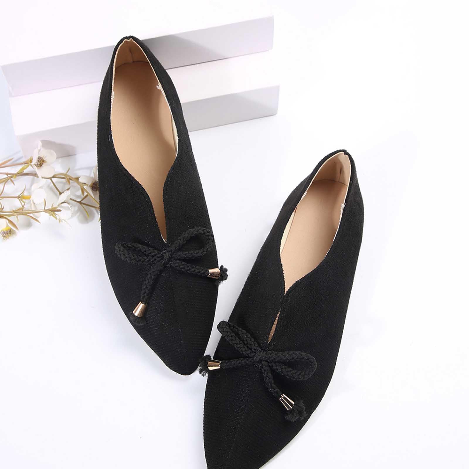 Women's Slip On Canvas Sneakers - Chunky Loafers with Pointed Toe & Matte Suede | Comfortable Casual Flats for Everyday Wear, Work & Walking