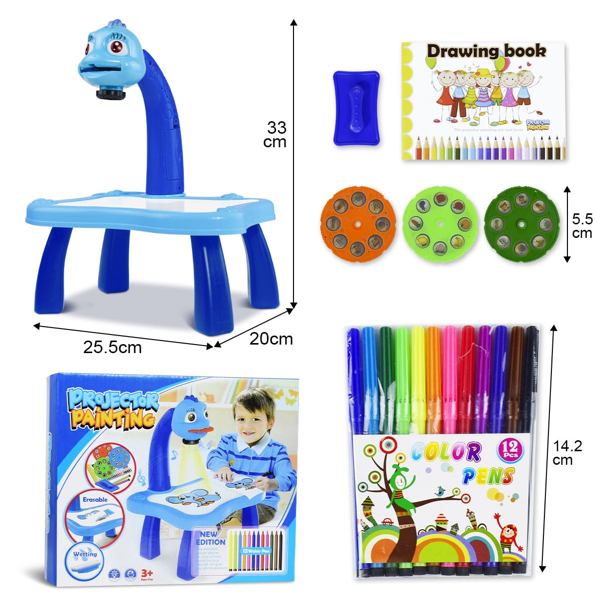 BAKAM Kids Drawing Projector Table - Light & Music Tracing Art Desk for Ages 2-7 | Smart Sketching Toy with Projector for Preschool Learning | Perfect Birthday Gift for Boys & Girls | Home, Classroom & Creative Play Activity