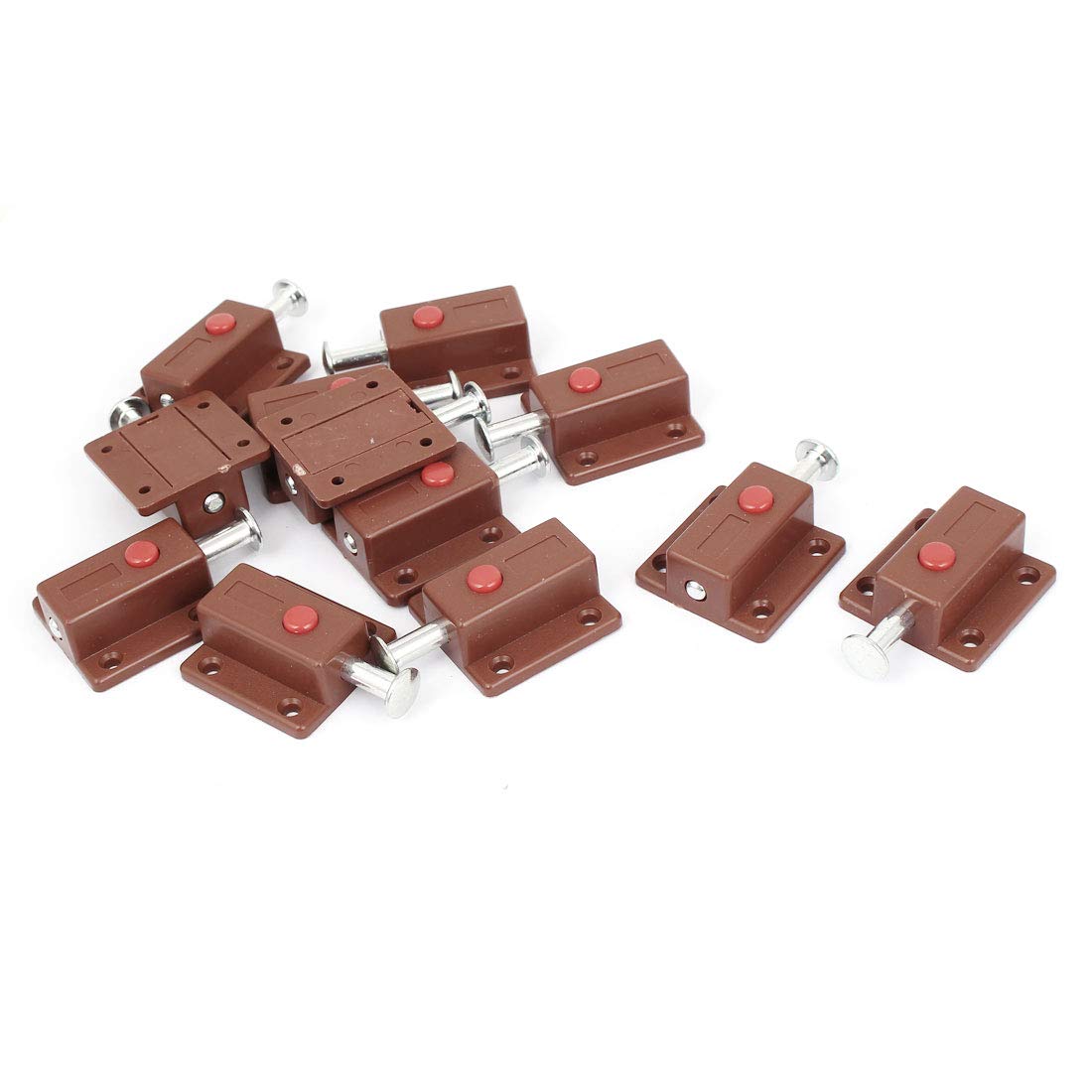 uxcell 12pcs Spring Loaded Push Button Door Bolt Latches - Automatic Locking Mechanism for Home Security, Gates & Cabinets | Durable Metal Construction for Smooth Operation