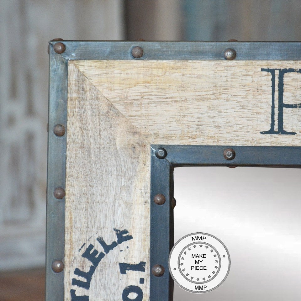 Earth Industrial Indian Solid Wood Frame With Mirror Natural - Handcrafted Solid Wood Wall Mirror for Boho, Farmhouse & Rustic Home Decor - Perfect for Living Room, Bedroom & Entryway