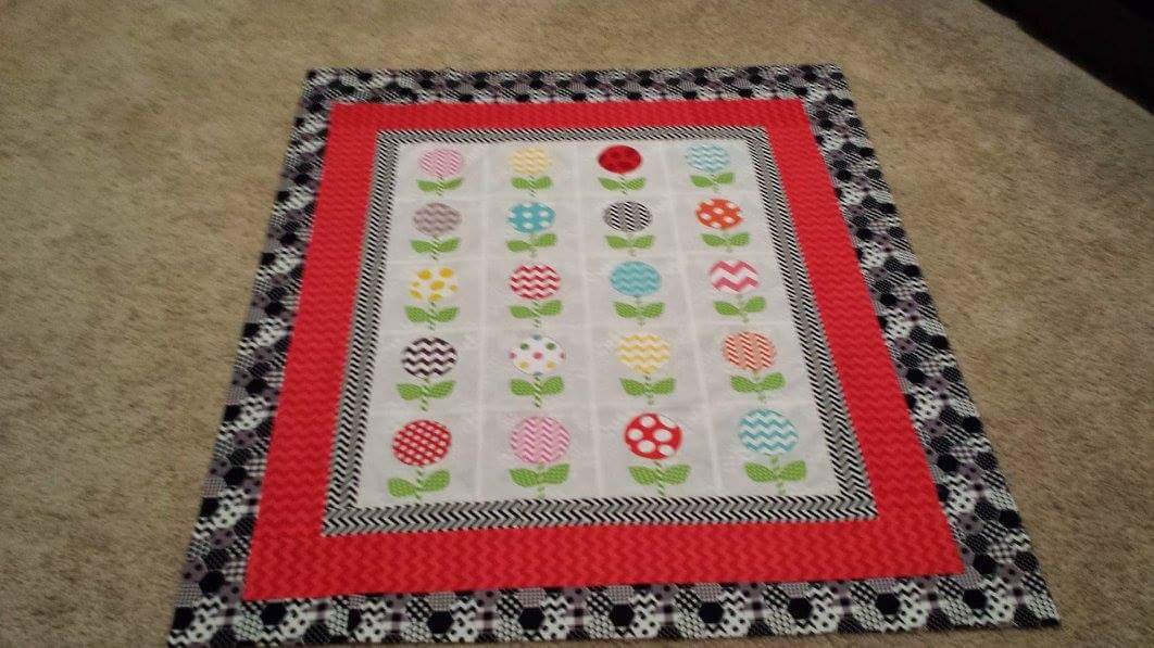 Unique Chevron and Polka Dot Quilted Wall Hanging - Handmade Small Quilt for Home Decor, Nursery, Bedroom, or Gift