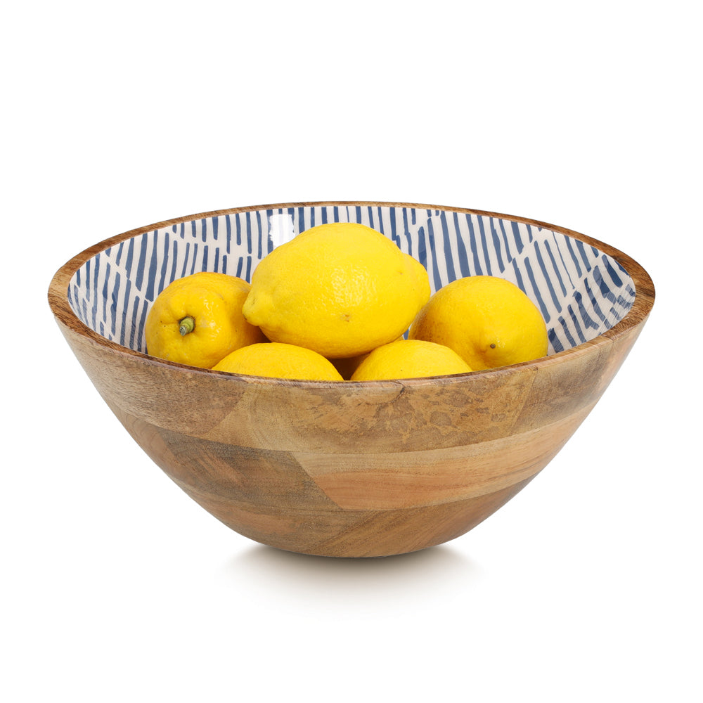 Premium Mango Wood Serving Tray with Handcrafted Blue Design - Perfect for Breakfast in Bed, Coffee Table Decor, and Entertaining Guests