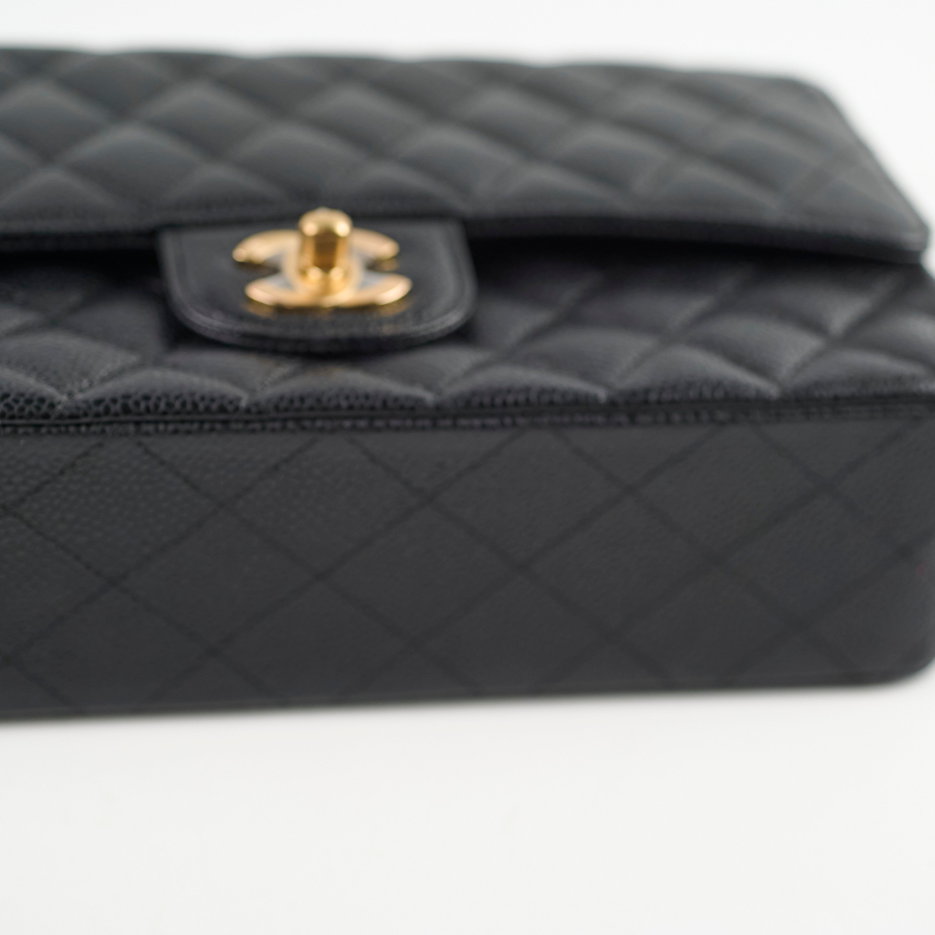 Chanel Medium/Large Caviar 24k Gold Double Classic Flap Bag in Black | Luxury Designer Handbag for Women | Perfect for Evening Events, Parties & Special Occasions