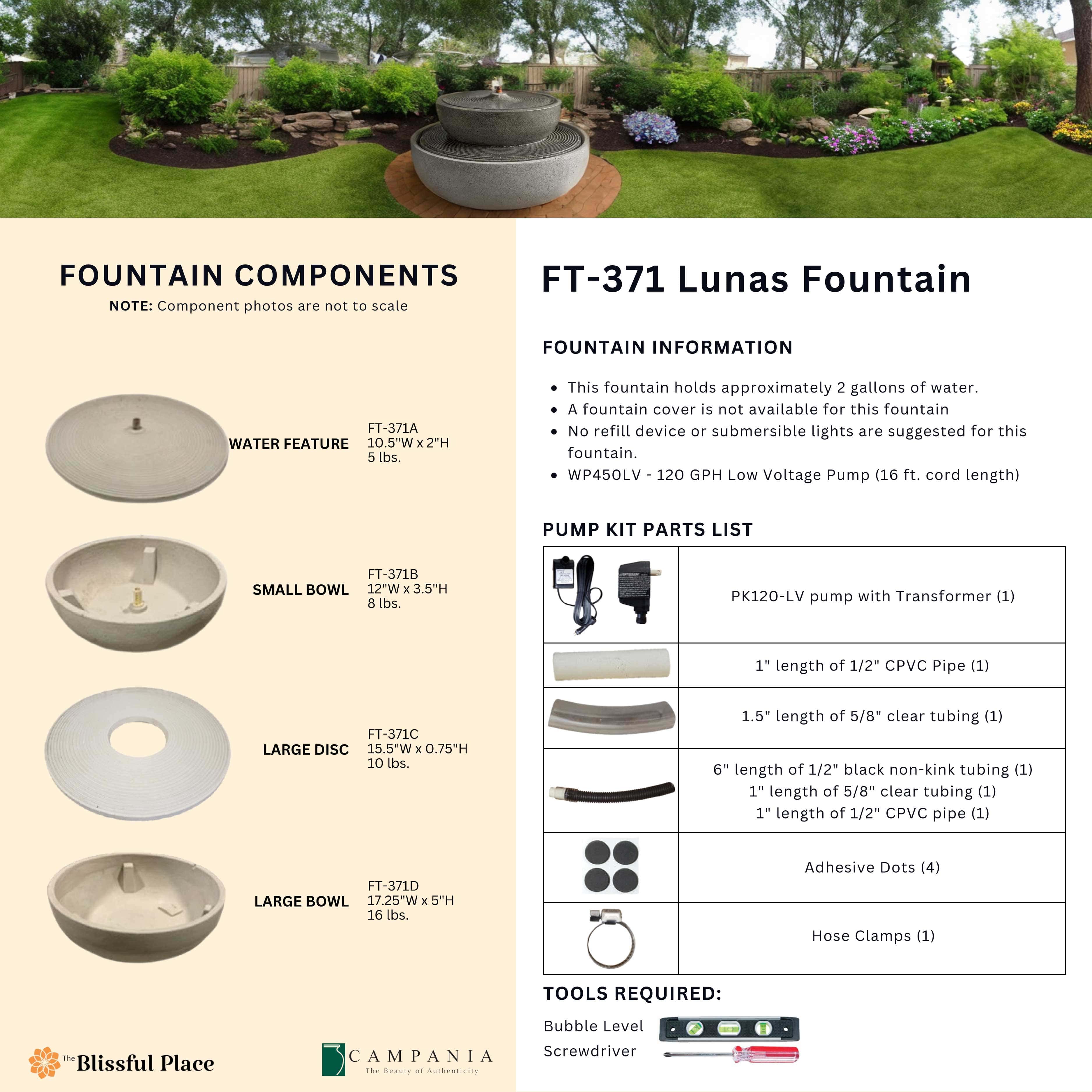 Lunas Fountain - Elegant Outdoor Water Feature for Garden, Patio, and Backyard Decor | Perfect for Relaxation and Landscape Design