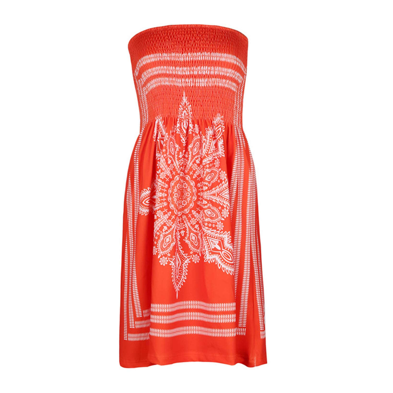 Andongnywell Women's Strapless Floral Print Mini Dress - Casual Beach Cover Up, Tube Top Sundress for Summer Vacation, Pool Party & Boho Outfit
