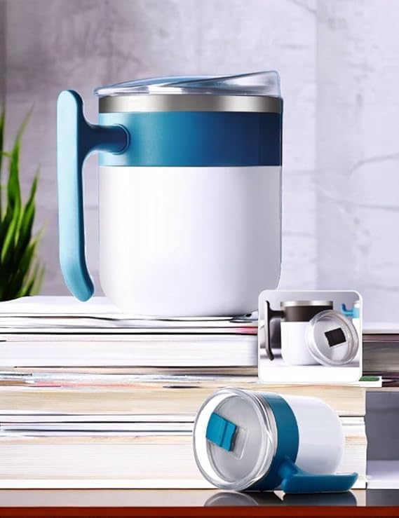 Insulated Stainless Steel Coffee Mug with Lid - Double Wall Vacuum Travel Tumbler for Hot Tea, Milk & Beverages - Perfect for Home, Office, Restaurant & Gifts (1-Pack)
