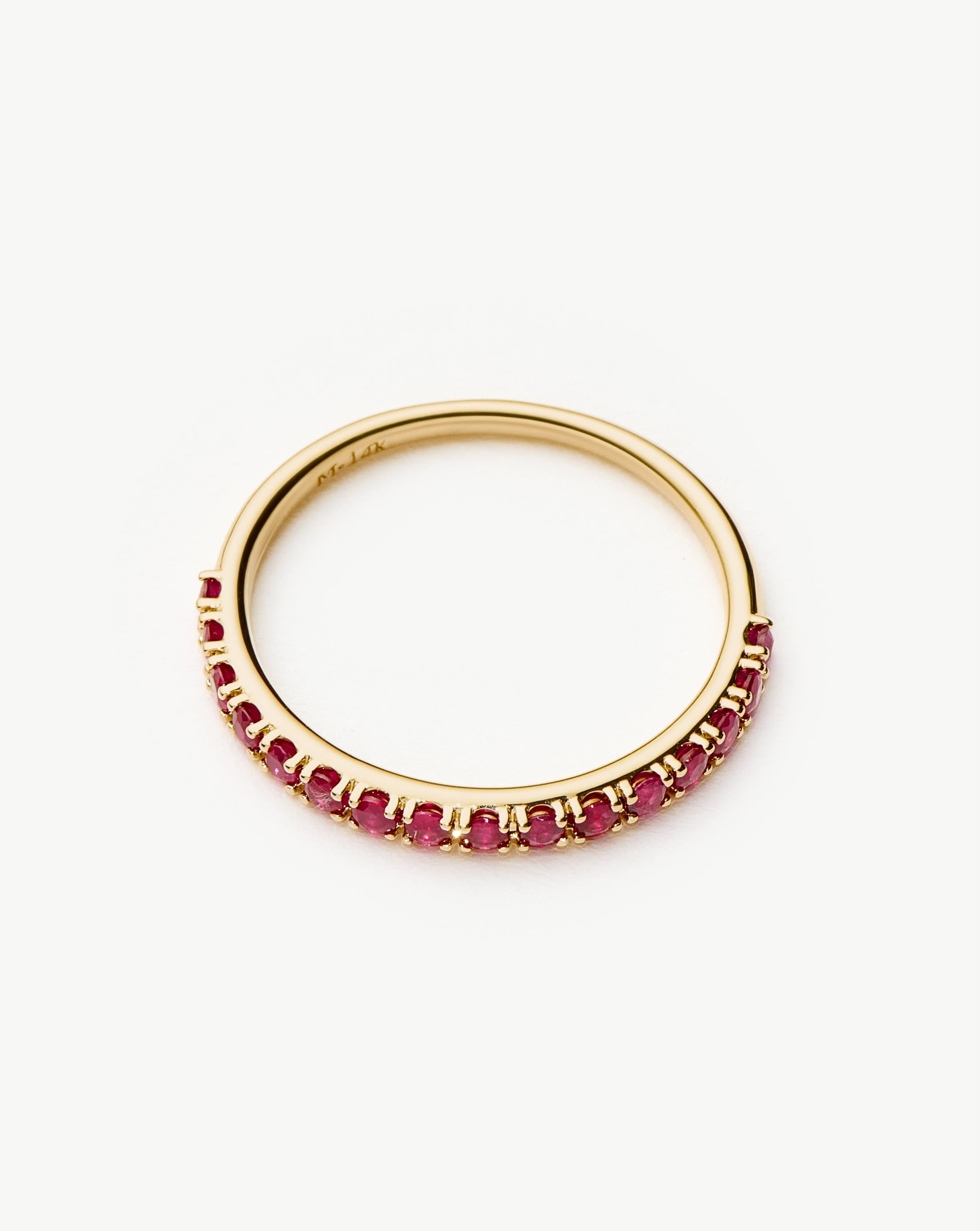 14K Solid Gold Half Eternity Ruby Ring for Women - Genuine Ruby Wedding Band, Anniversary Gift, Valentine's Day Jewelry - Perfect for Engagement, Proposal & Special Occasions