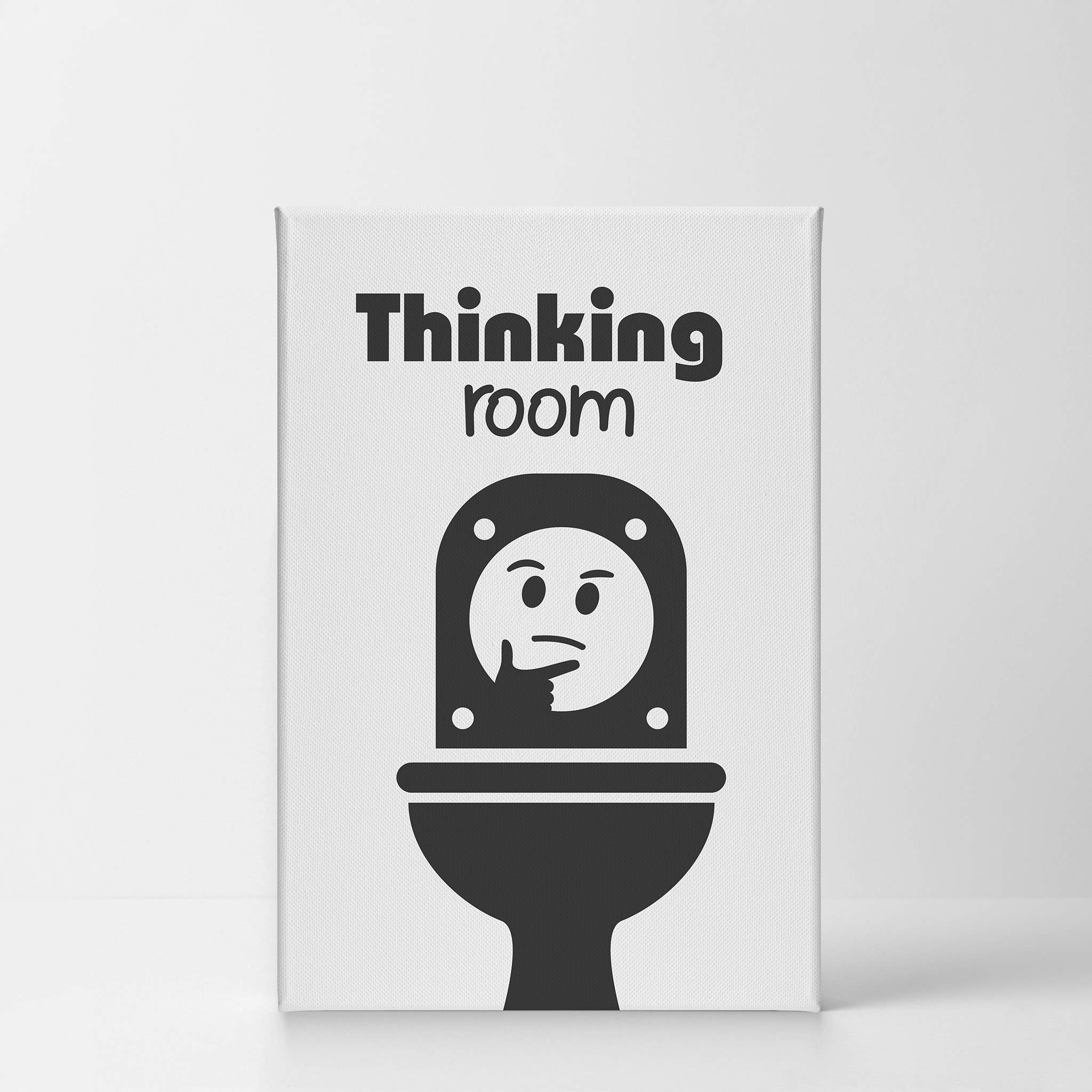 Funny Bathroom Wall Art - Smile Art Design Thinking Room Quote Canvas Print - Ready to Hang Bathroom Decor (17x11) - Perfect for Home, Office & Restroom Decoration - Made in USA