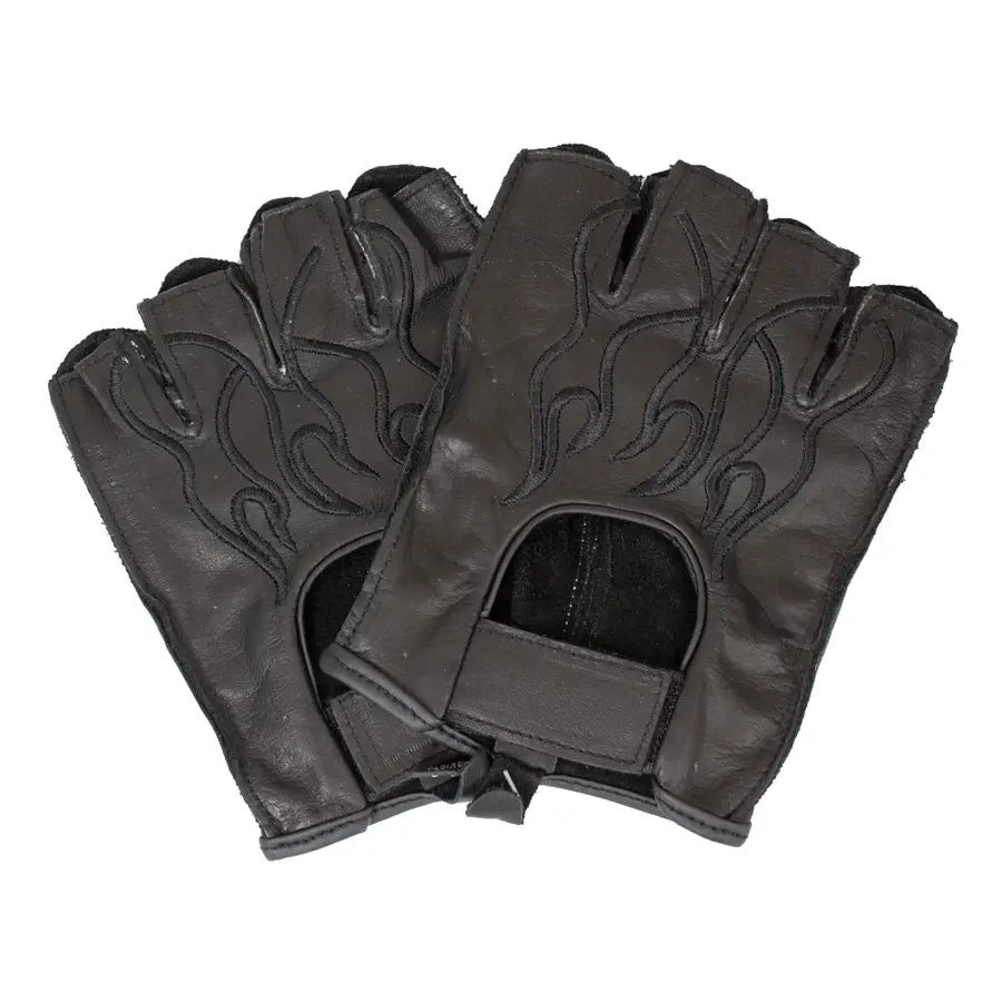 Open Road Men's Fingerless Leather Gloves - Biker & Motorcycle Riding Gloves for Cold Weather & Outdoor Activities