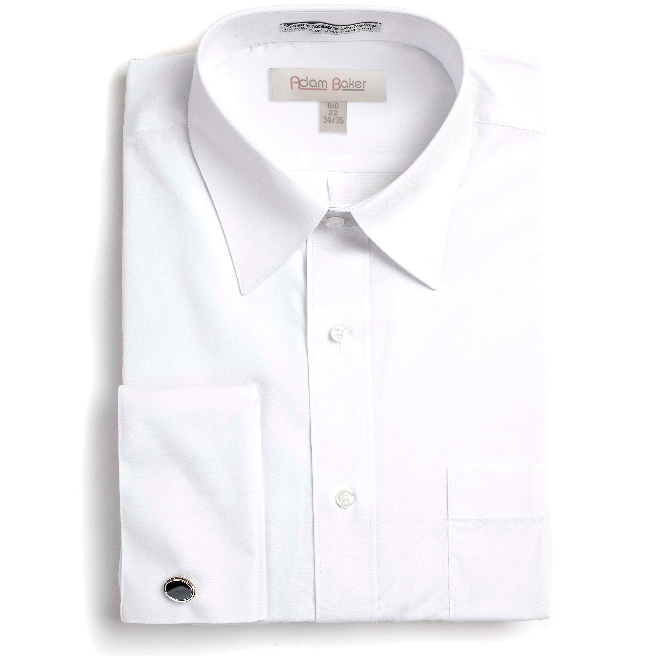 Adam Baker Men’s Big & Tall Long Sleeve Dress Shirt - Button Cuff & French Cuff Formal Solid Shirt for Business, Office & Special Occasions