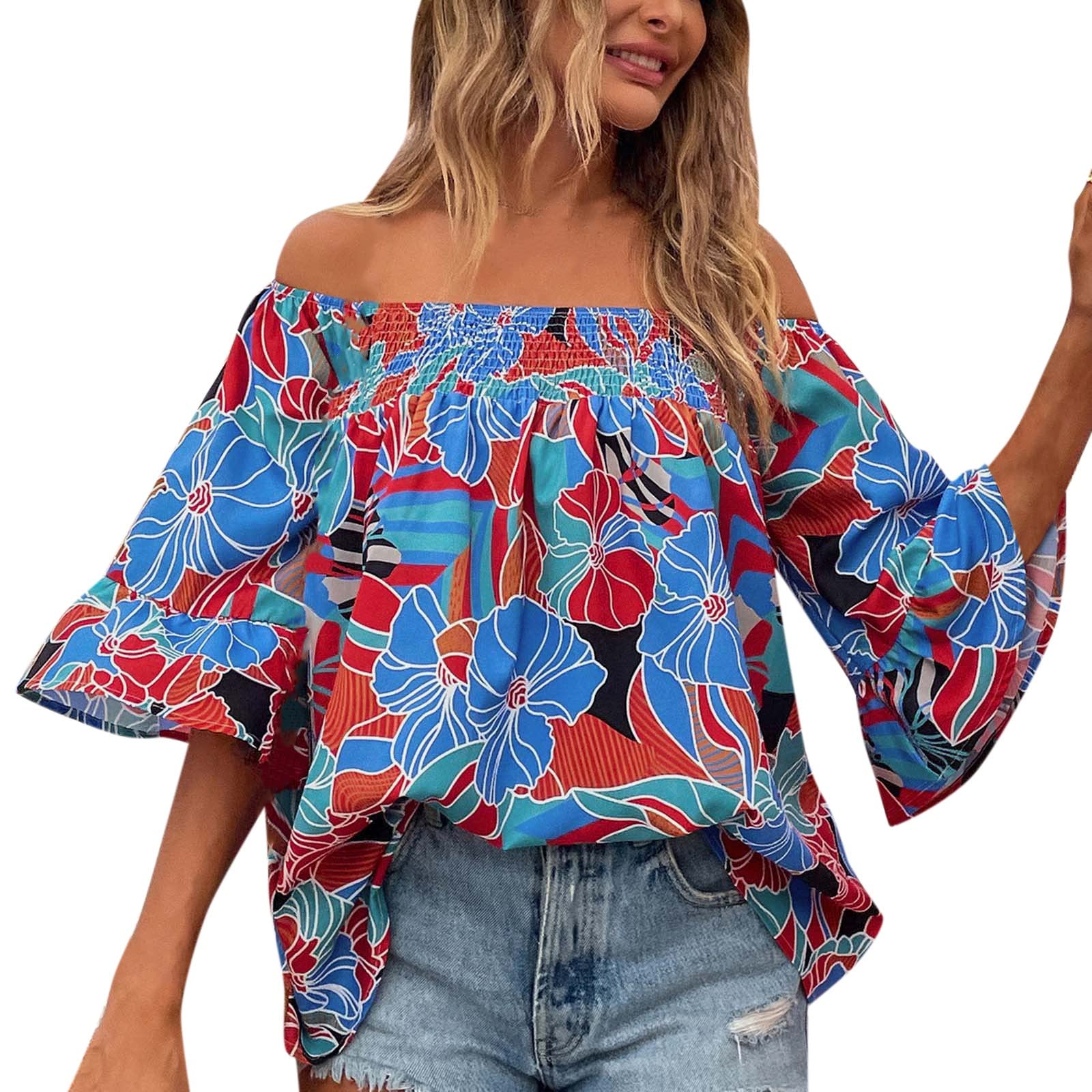 Women's Printed Loose T-Shirt Blouse - Casual Daily Wear White Top for Lounge, Sleepwear & Pajama Dress | Perfect for Home Relaxing, Sleep Comfort & Casual Outings