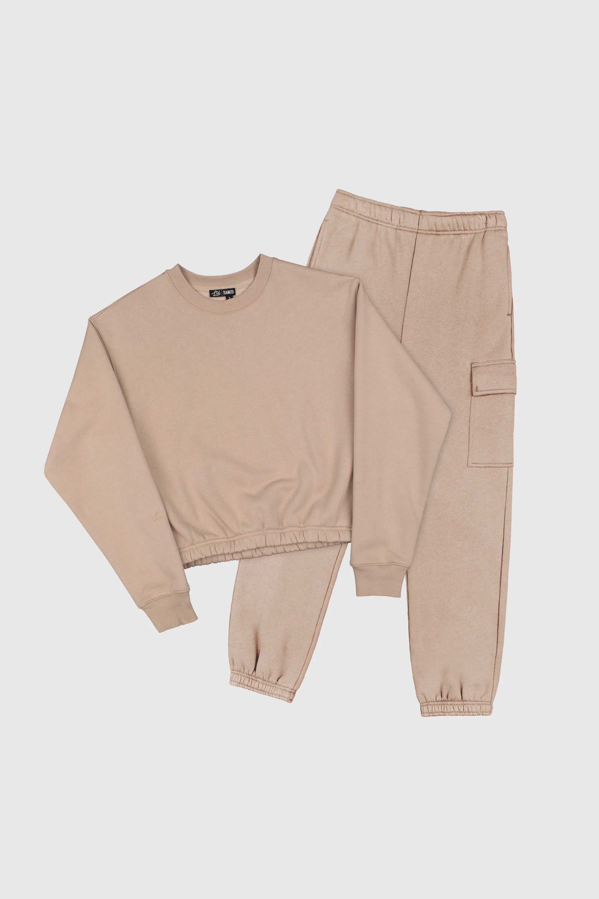 Cozy Tan Cinch Fleece Lounge Set for Women - Soft & Warm Two-Piece Outfit for Relaxing at Home, Lounging, or Running Errands