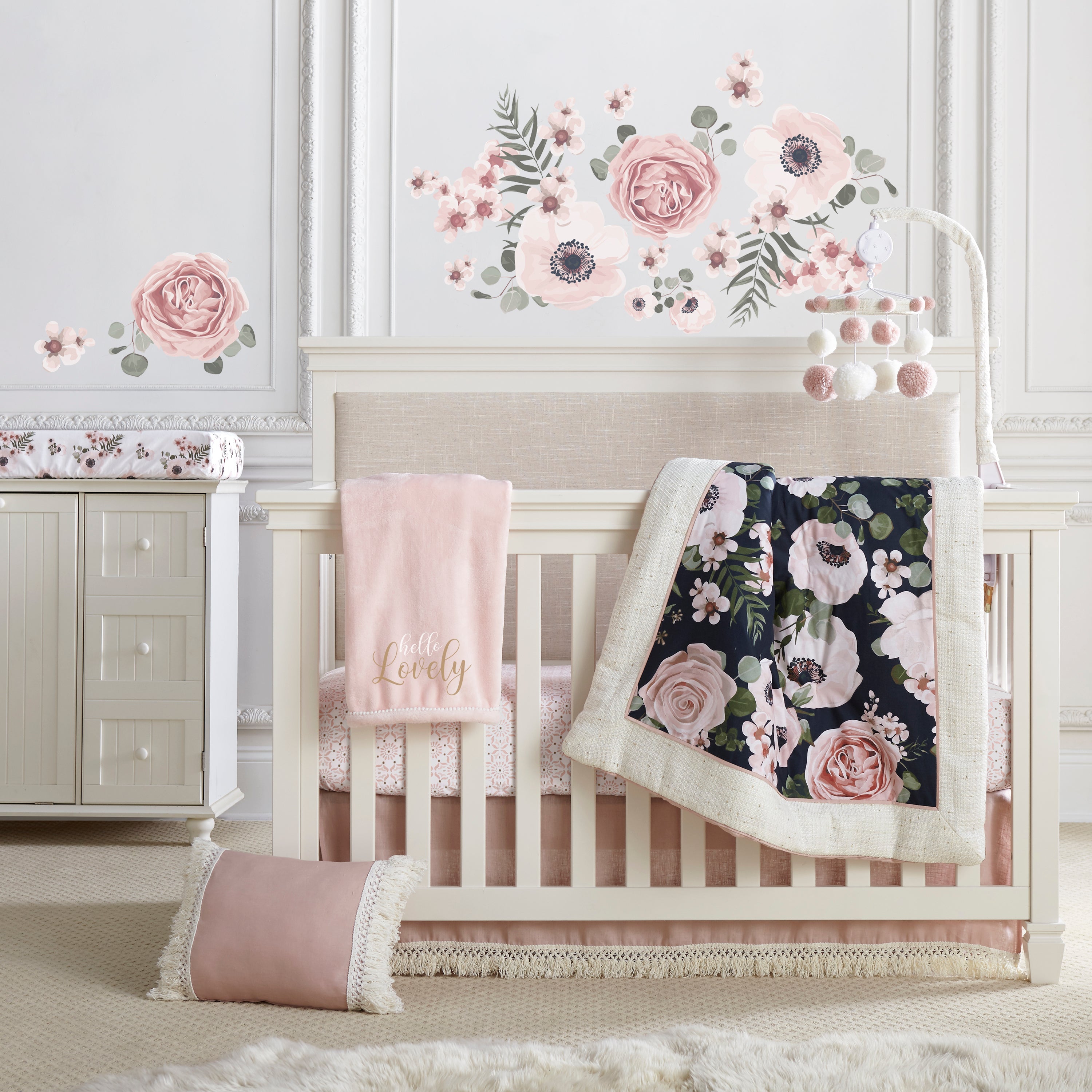 Fiori Blush & Gold Medallion Cotton Crib Fitted Sheet - Soft Baby Crib Sheet for Nursery, Toddler Bed, Bassinet & Travel Crib - Breathable & Hypoallergenic