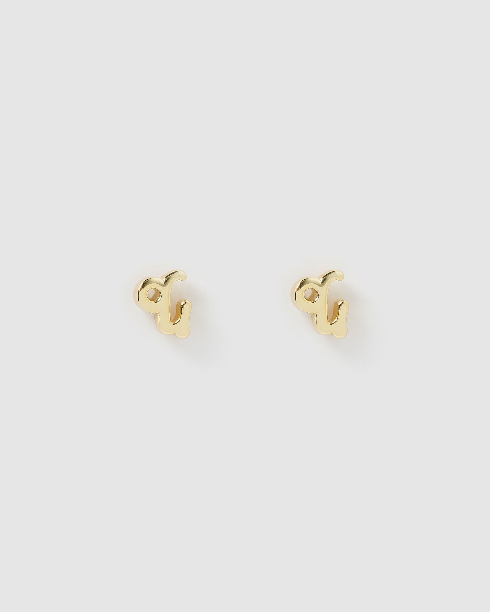 Izoa Capricorn Zodiac Sign Gold Stud Earrings - Perfect for Birthdays, Gifts & Astrology Lovers