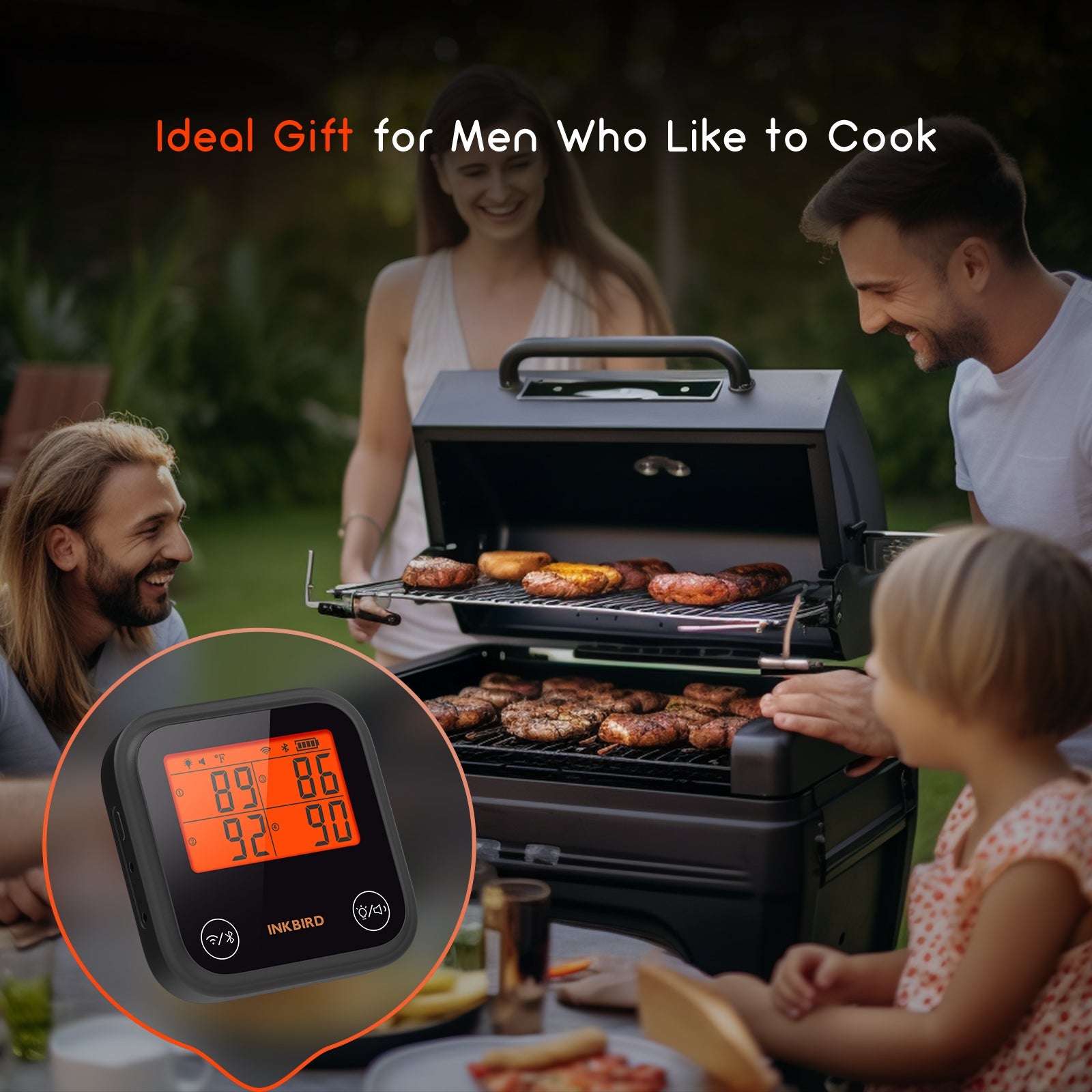 Wireless WiFi & Bluetooth Smart Meat Thermometer for Grilling, Smoking, BBQ - IDT 34E BW | Perfect for Outdoor Cooking, Backyard Parties & Home Kitchen Use