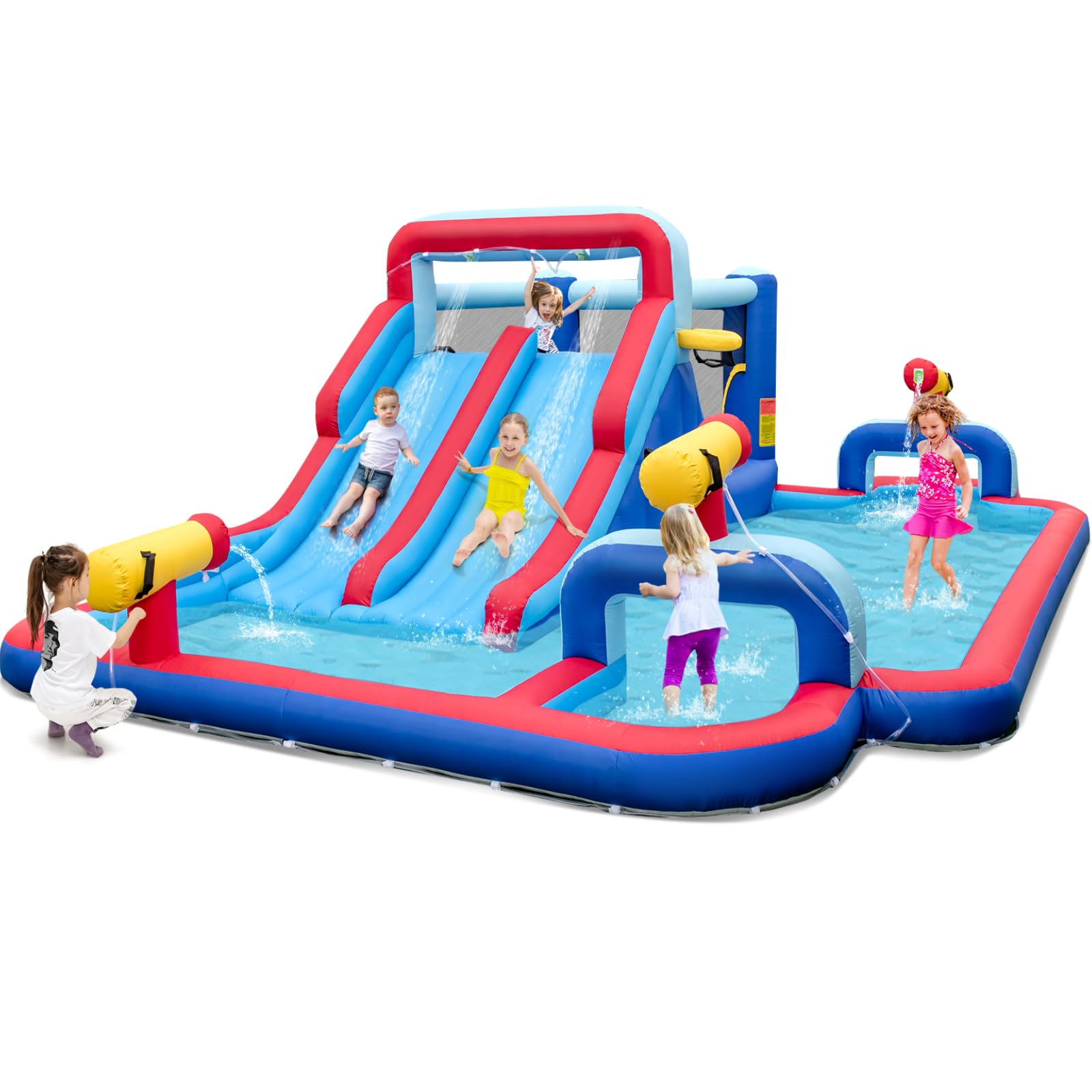 BOUNTECH 21x13FT Inflatable Water Slide Park - Dual Racing Slides, Splash Pool for Kids & Adults - Perfect for Backyard Parties, Summer Fun, and Outdoor Family Gatherings