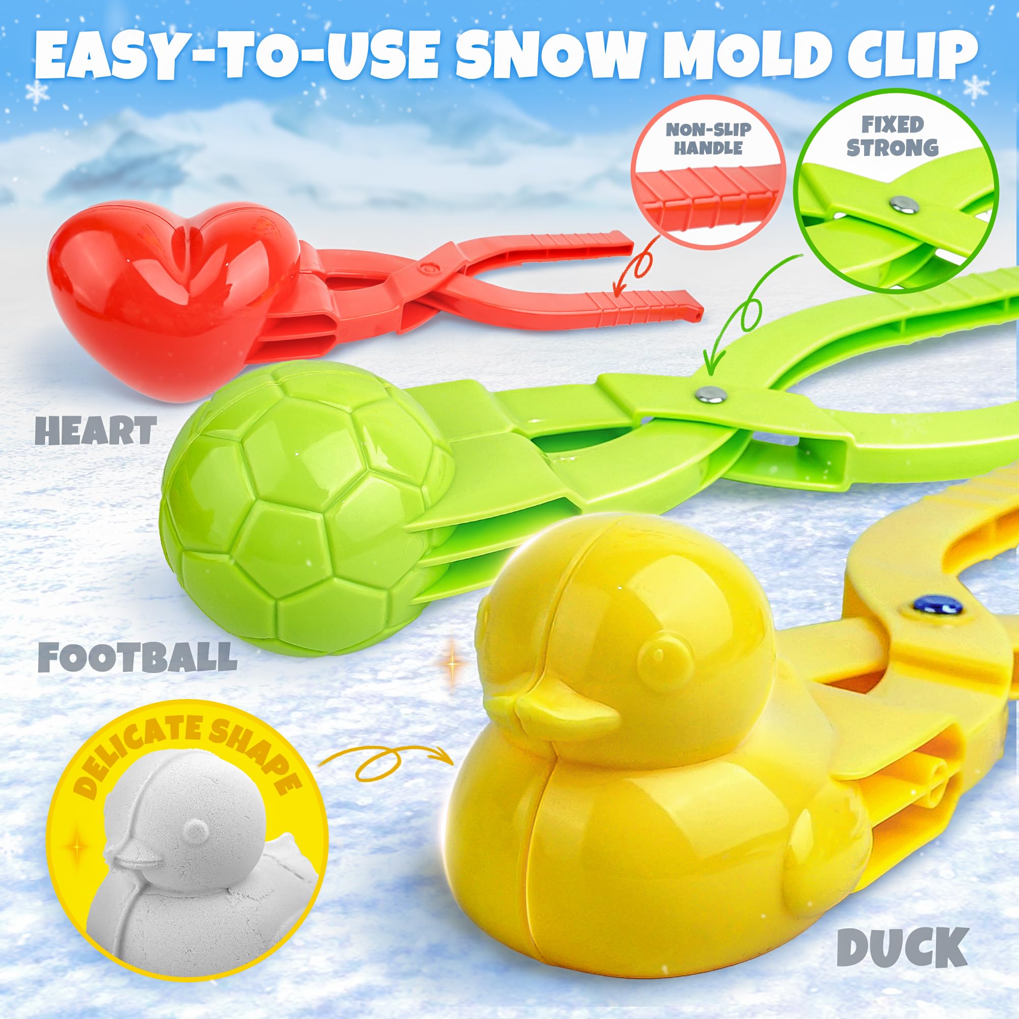 23Pcs Snowball Maker Kit with Ice Cream, Duck, Penguin Molds & Castle Brick Maker - Fun Winter Snow Toys for Kids & Adults - Perfect for Outdoor Snow Play, Snowman Building & Family Winter Activities