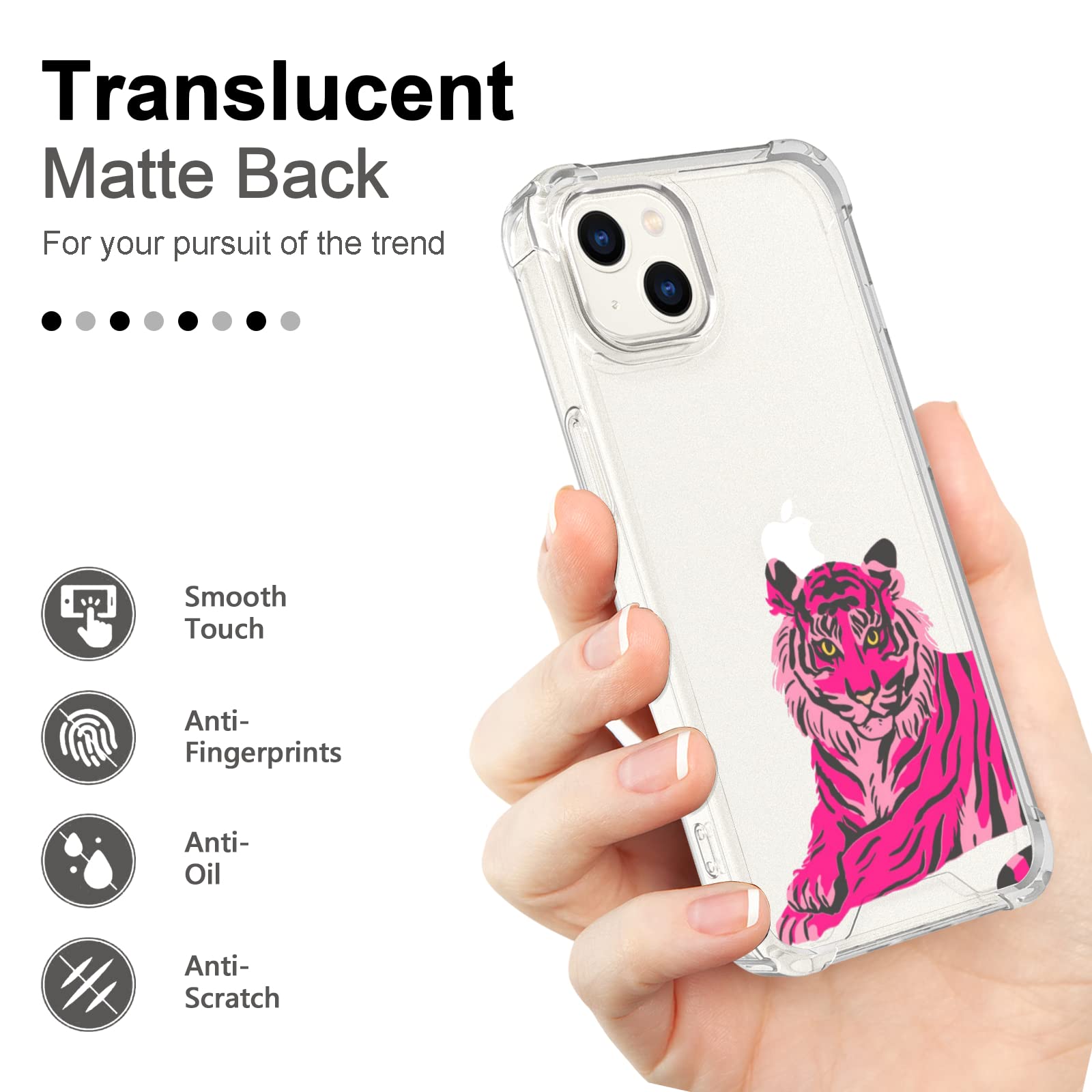 Pink Tiger Phone Case for iPhone 12/13 Mini/Pro/Max/XR - Cute Artistic Painting Design Hard PC with TPU Bumper - Trendy Clear Phone Cover for Women & Girls - Perfect for School, Work & Everyday Use