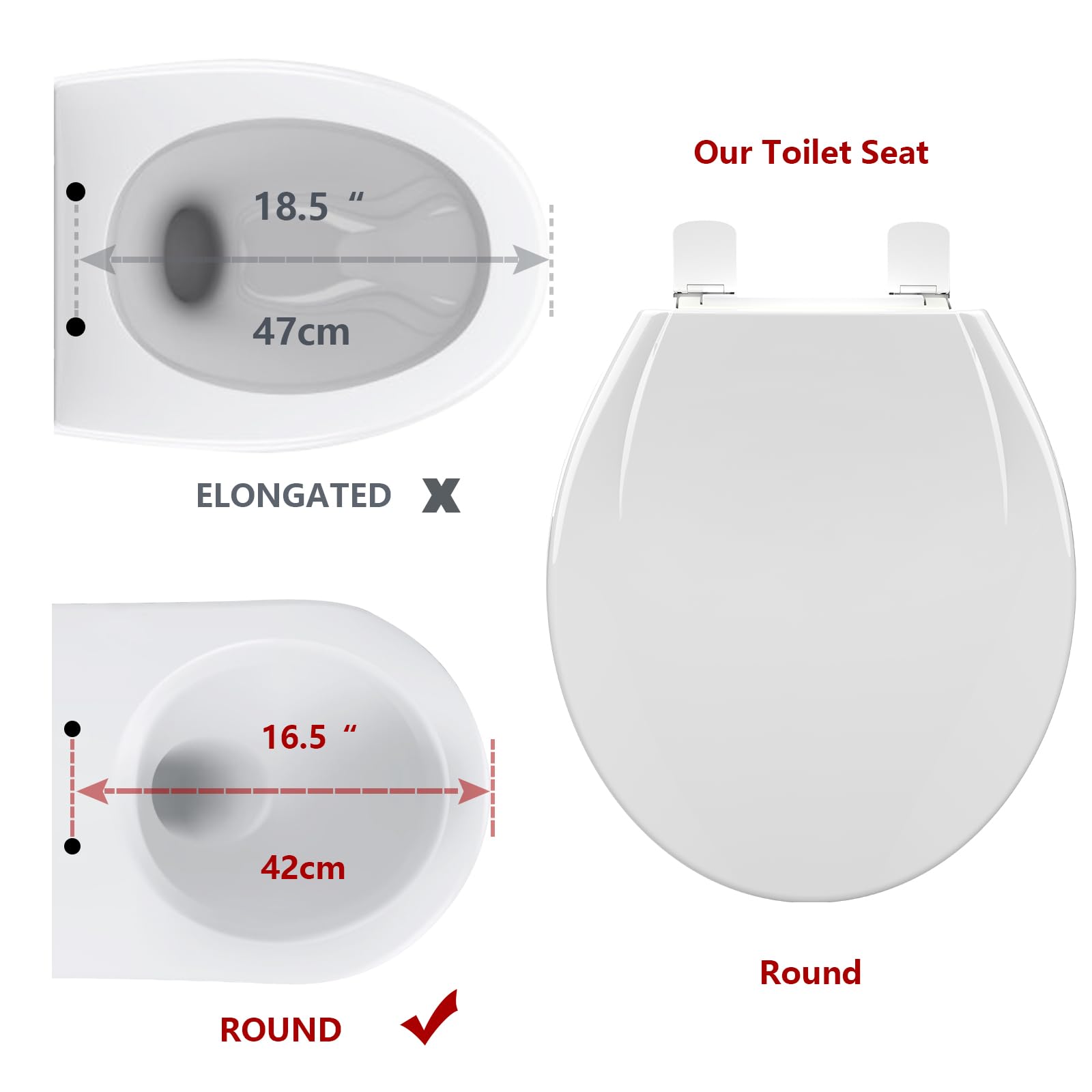 **Soft Close Round Toilet Seat with Quick-Release & Easy Installation – Durable Plastic, No-Loosen Design – Perfect for Bathroom Upgrades & Home Renovations**