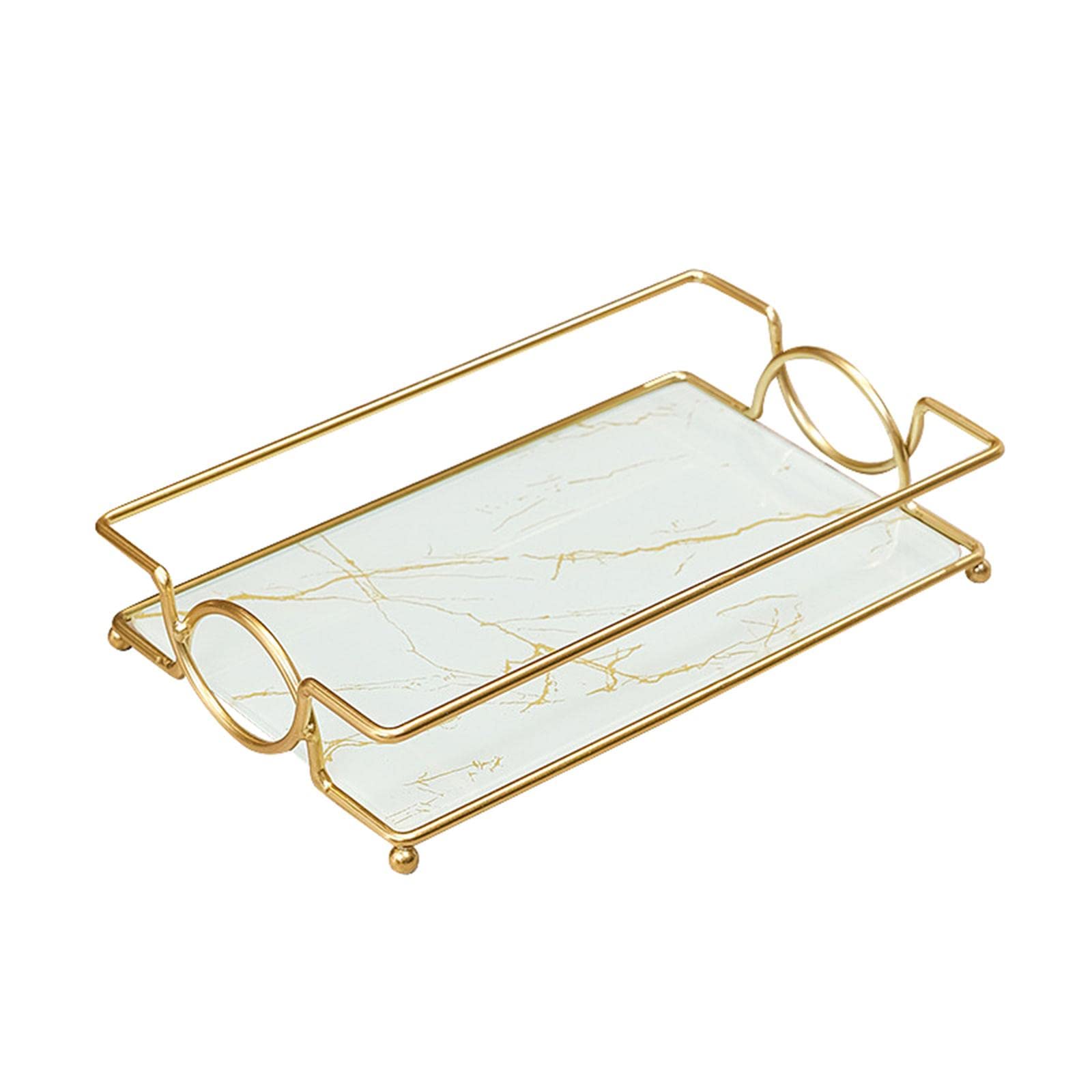 **Marble Print Bathroom Vanity Tray - Perfume, Soap & Towel Holder | Skincare & Cosmetics Organizer | Countertop Display Rack for Bathroom & Kitchen Sink (White) - Perfect for Spa-Like Bathroom Organization & Clutter-Free Countertops**