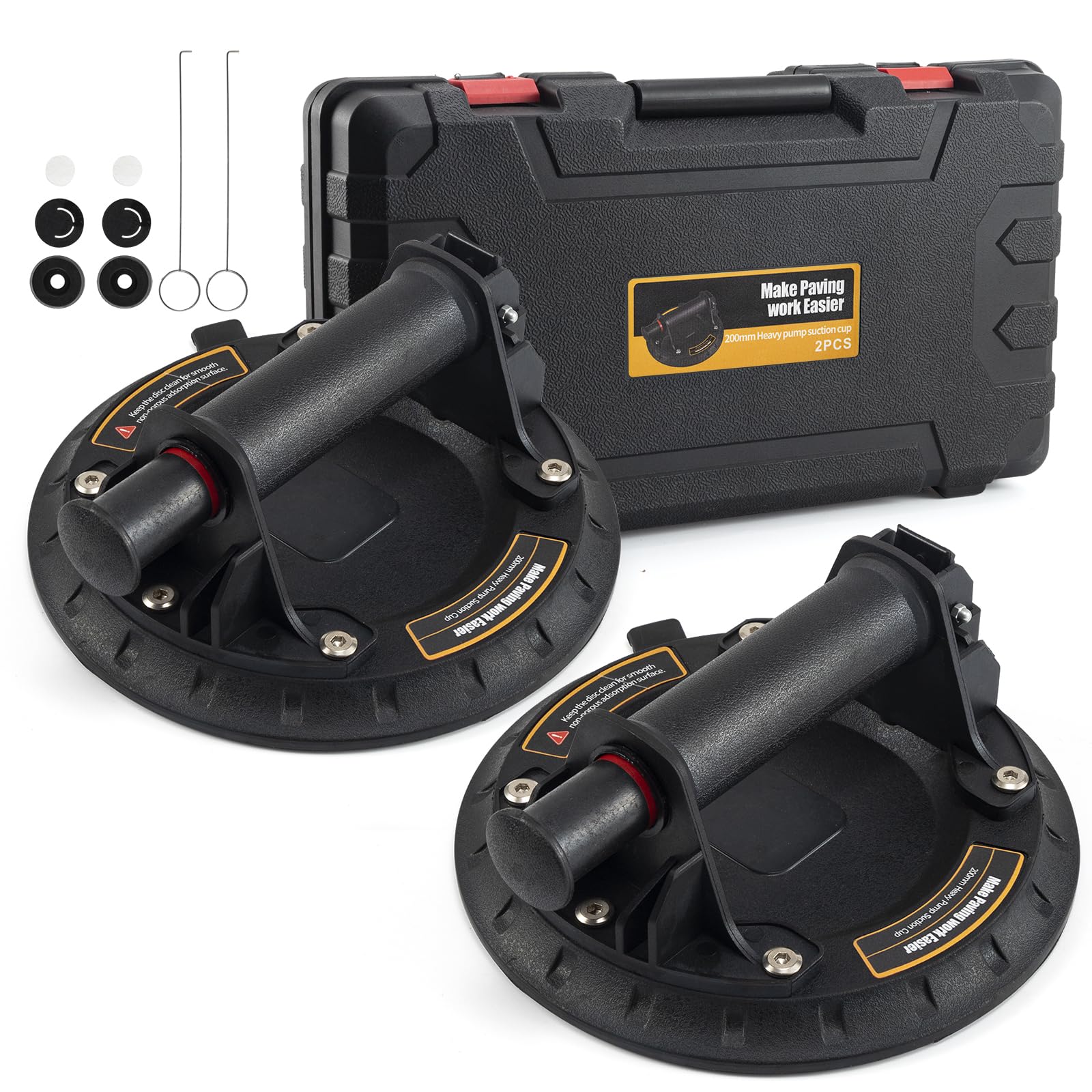 8 Inch Heavy Duty Vacuum Glass Suction Cup - 220 lbs Load Capacity (2 Pack) - Perfect for Window Replacement, Smooth Surface Lifting & Portable Tool Organization