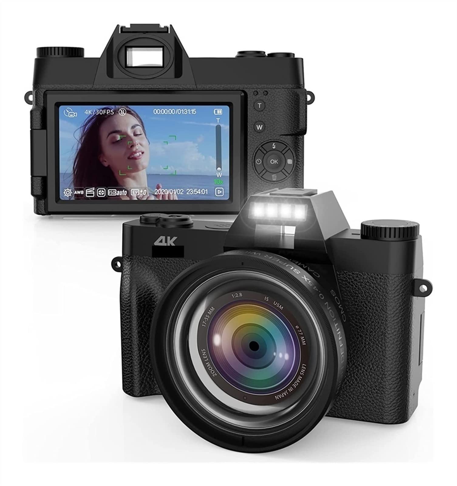 AUBEST 4K Digital Video Camera Camcorder - 48MP Photography, Rotatable Screen, Compact & Retro Design for Vlogging, YouTube, Travel Recording (Includes 128GB TF Card) - Perfect for Content Creators, Travel Vlogging & Family Events