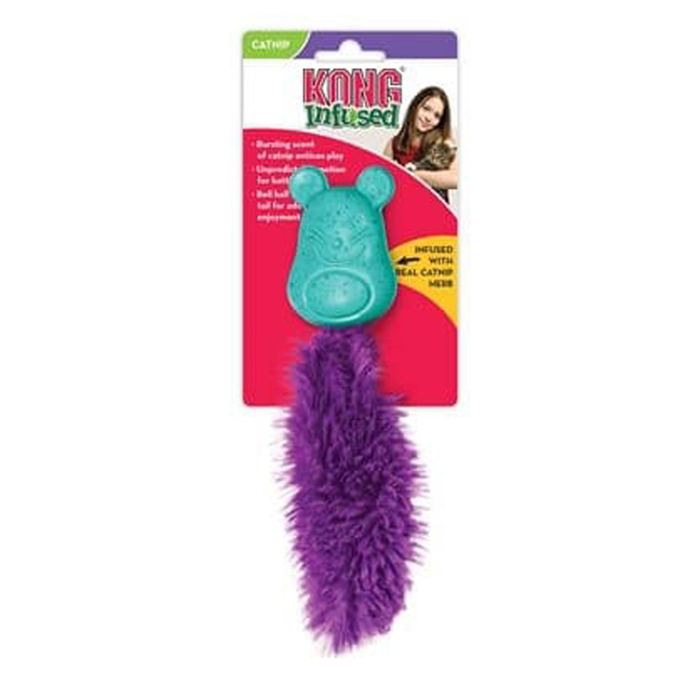 KONG Infused Bobble Mouse Cat Toy - Interactive Pet Play for Indoor Cats, Fun Teaser with Catnip for Kittens & Adult Cats - Perfect for Playtime & Exercise