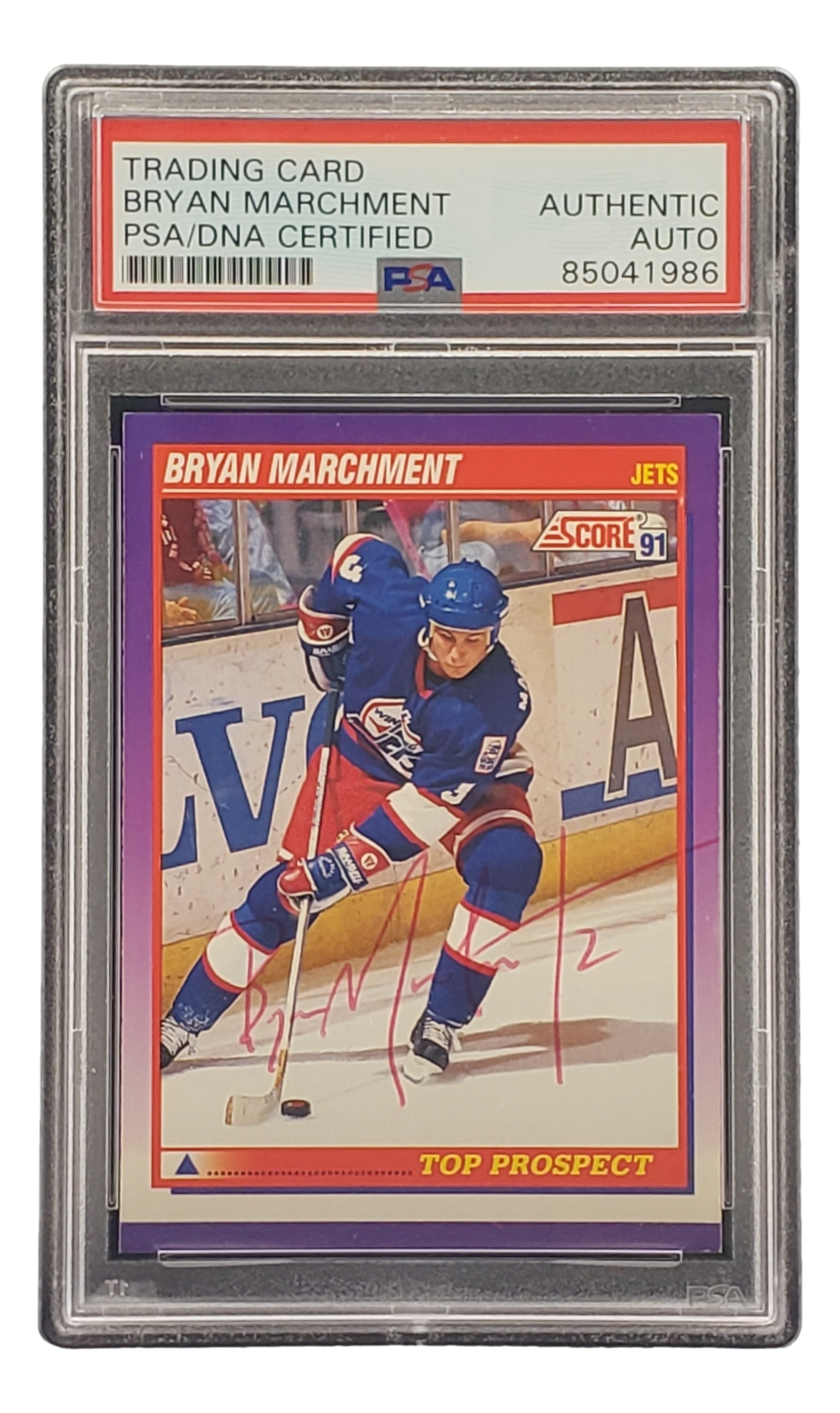 Bryan Marchment Autographed 1991 Score #314 Winnipeg Jets Hockey Card PSA/DNA Certified - Perfect for NHL Memorabilia Collectors and Hockey Fans Display