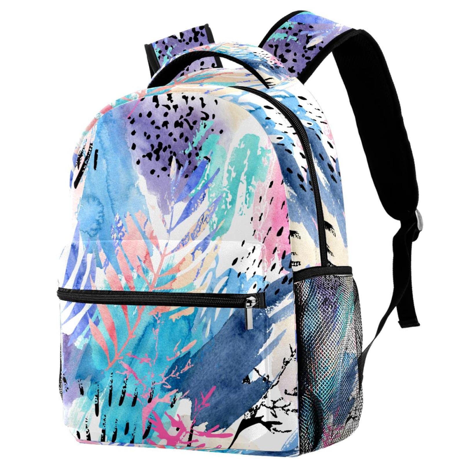 Scandinavian Leaves Print Backpack for Middle School, Travel & Daily Use - Durable Bookbag for Teens & Students