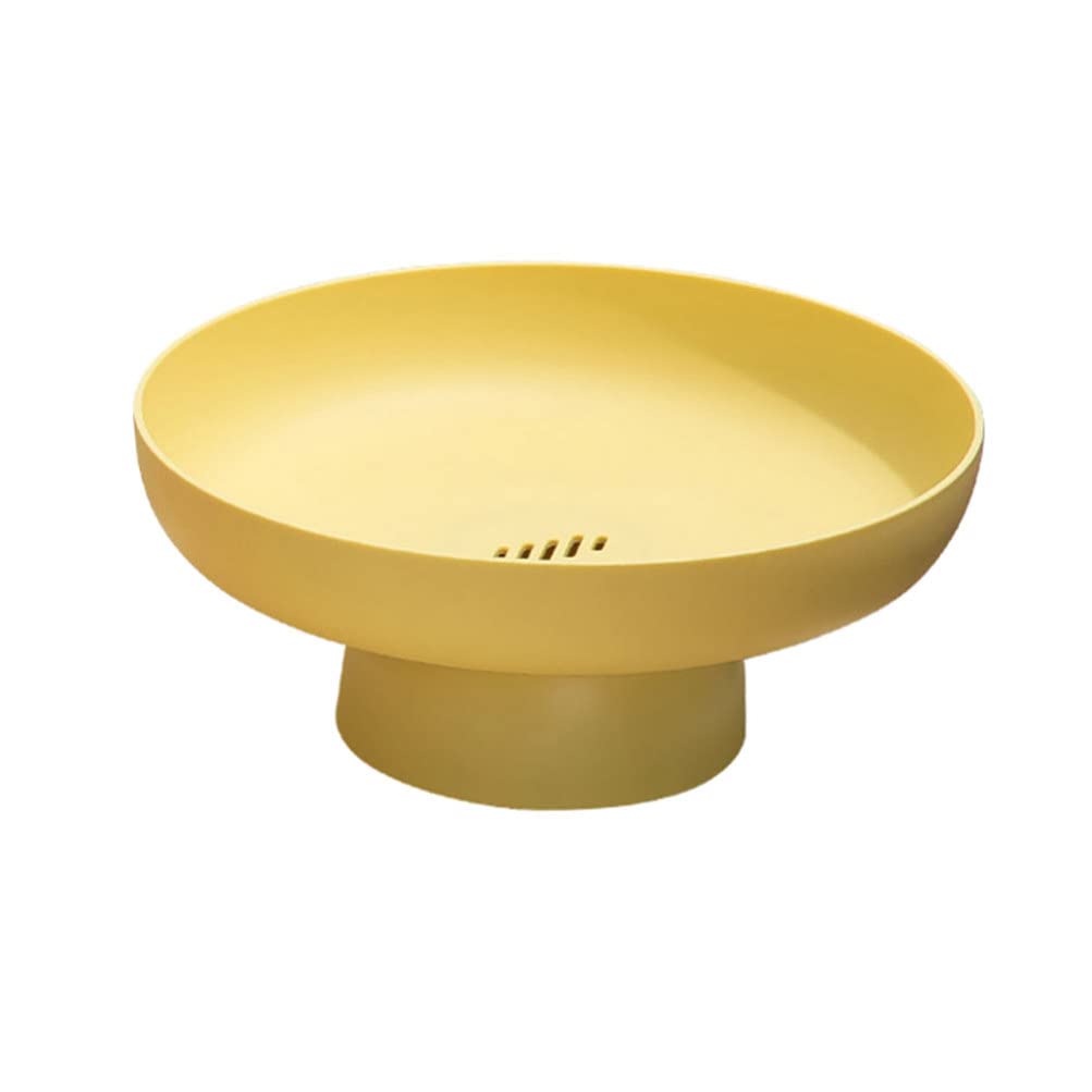 PACKOVE Yellow Round Footed Fruit Basket - 10 Inch Countertop Snack Display Stand for Kitchen, Dining Table, Party Serving | Durable Fruit Bowl Holder for Organizing Apples, Oranges, Bananas & More