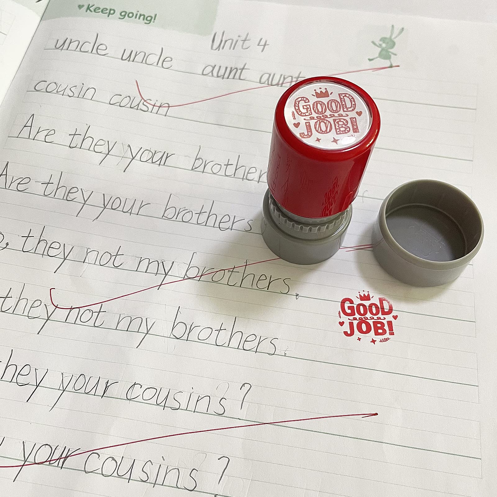WAFJAMF 6-Piece Teacher Stamp Set - Self-Inking Rubber Stamps for Classroom, Behavior Rewards & Student Assessment - Perfect for Grading Papers, Homework Encouragement & Positive Reinforcement in Schools