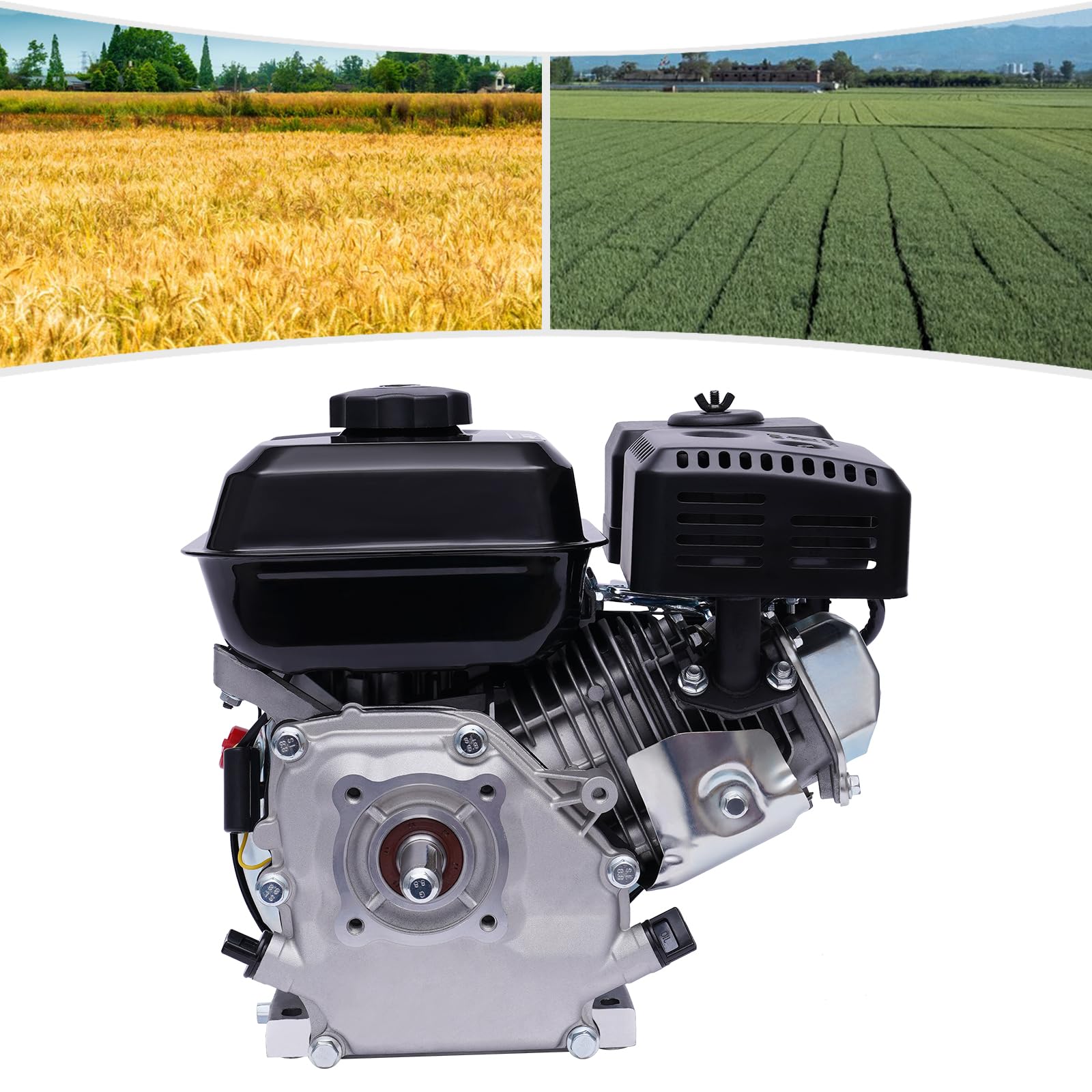 7.5 HP 4-Stroke Horizontal Shaft OHV Gas Engine - Replacement Motor for Go Karts, Log Splitters & Mini Bikes | Durable Single Cylinder Power for Outdoor Power Equipment & Small Vehicles