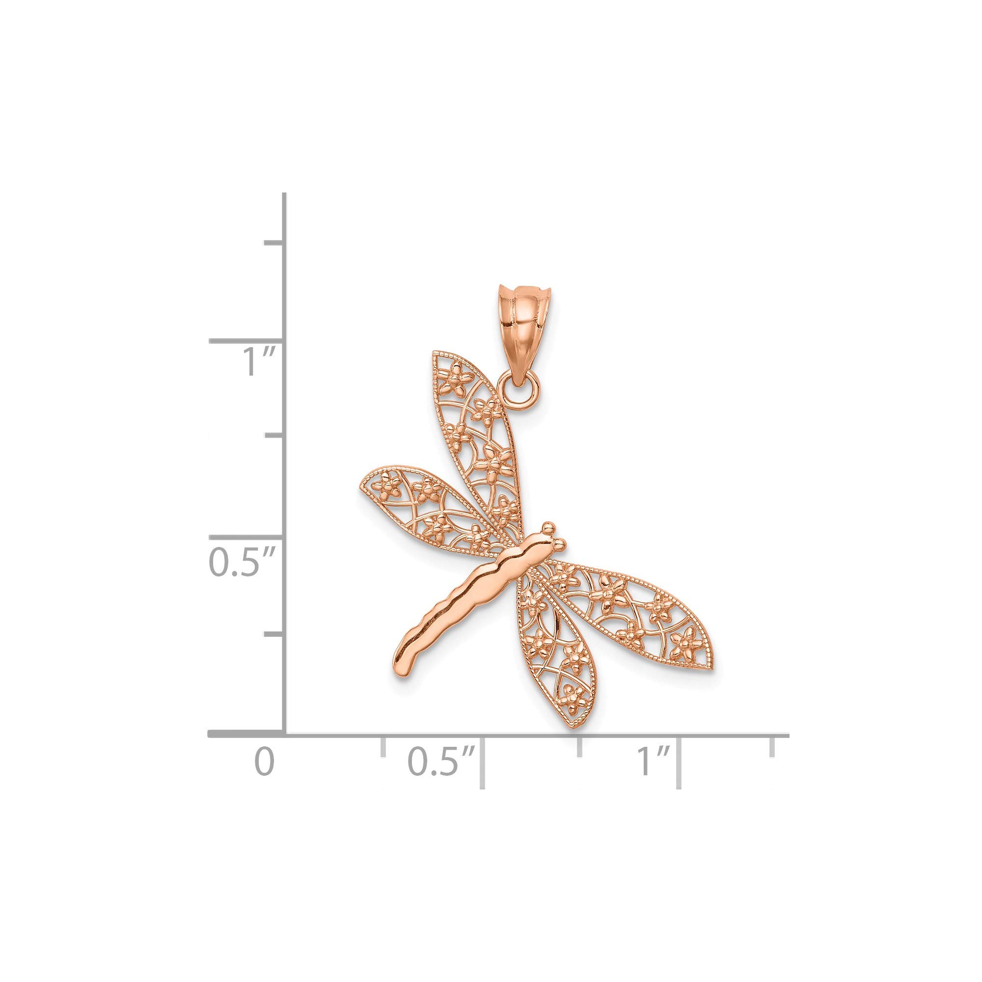 14K Rose Gold Polished Dragonfly Pendant Necklace - Elegant Jewelry for Women, Gift for Her - Perfect for Valentine's Day, Anniversary & Special Occasions