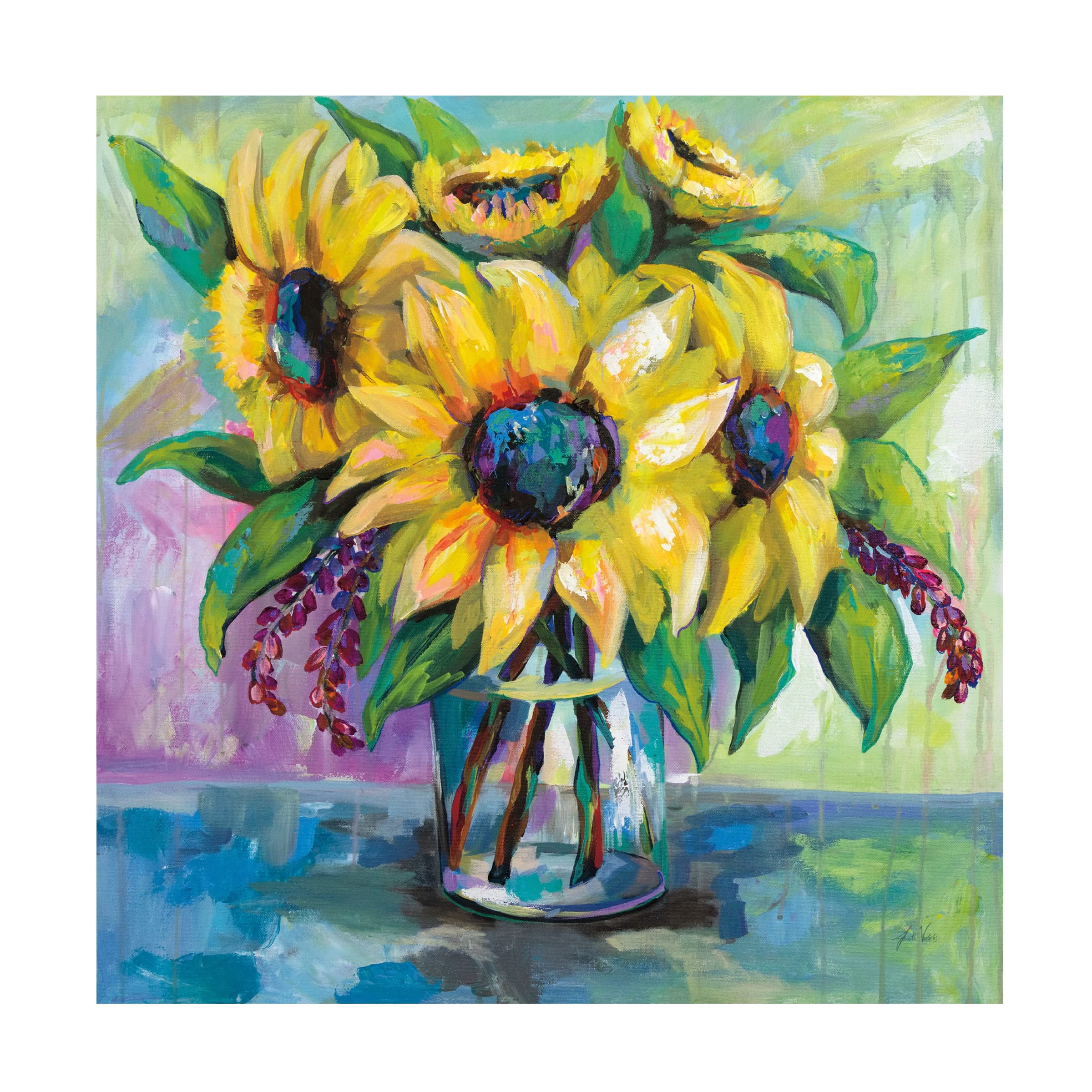 Trademark Fine Art 'Summer' Canvas Wall Art by Jeanette Vertentes - Vibrant Landscape Painting for Living Room, Bedroom & Office Decor