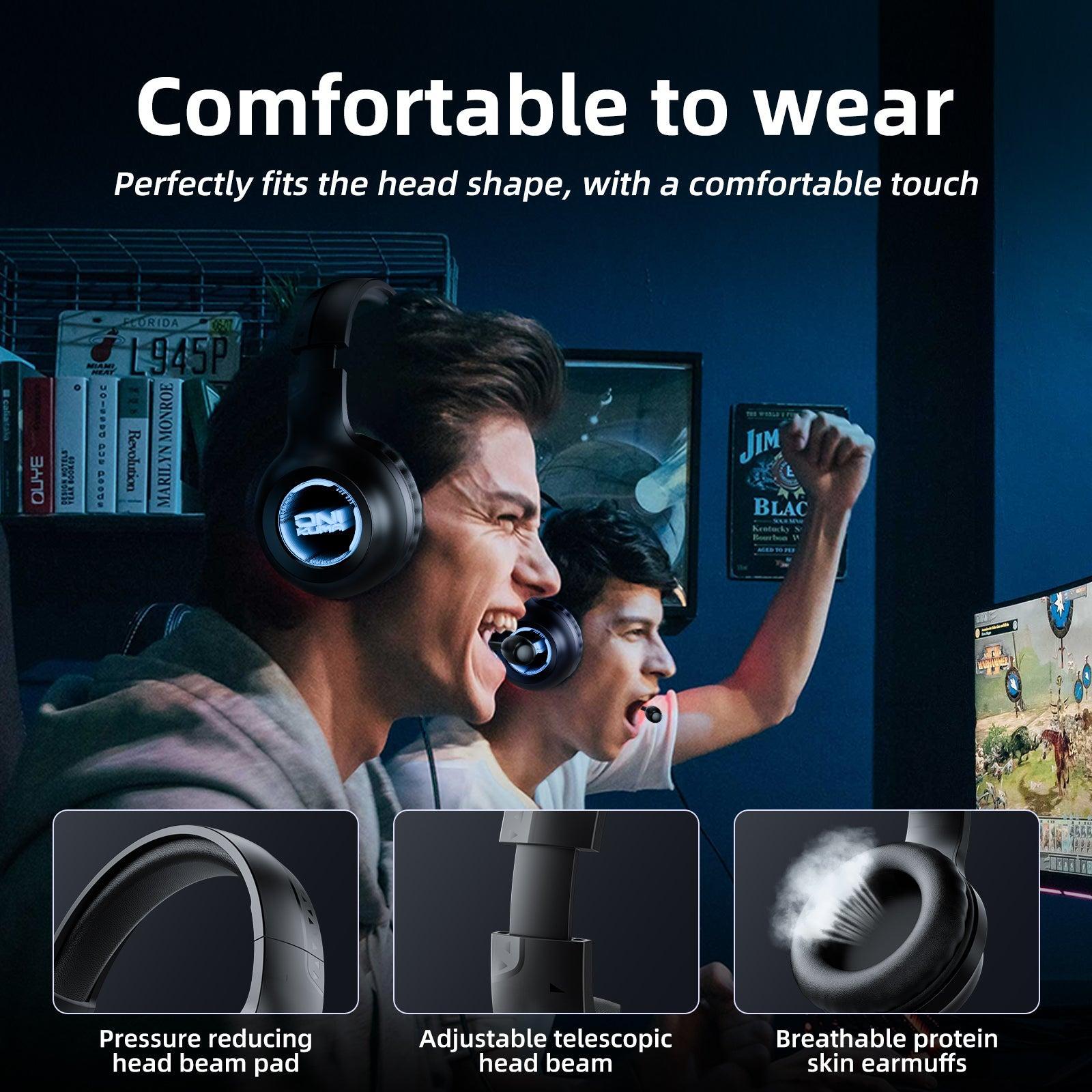 ONIKUMA X36 Gaming Headset with Abyss Flow LED Lights - Comfortable Over-Ear Design & Crystal Clear Sound for PC, PS4, Xbox - Perfect for FPS, Streaming & Late Night Gaming Sessions