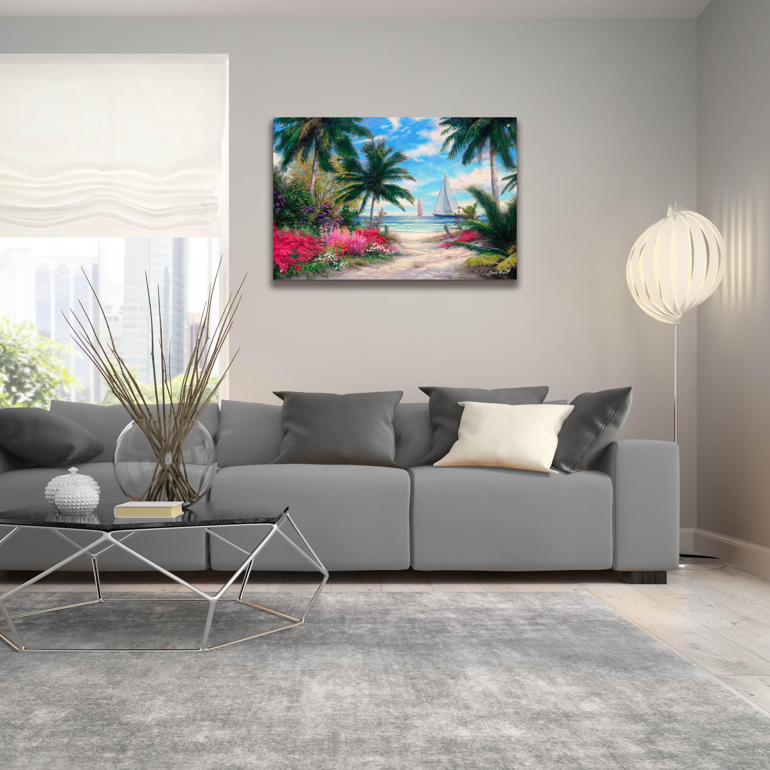 Epic Art 'Sea Breeze Trail' by Chuck Pinson - 36x24 Inch Acrylic Glass Wall Art for Living Room, Bedroom & Office Decor - Modern Coastal Landscape Painting