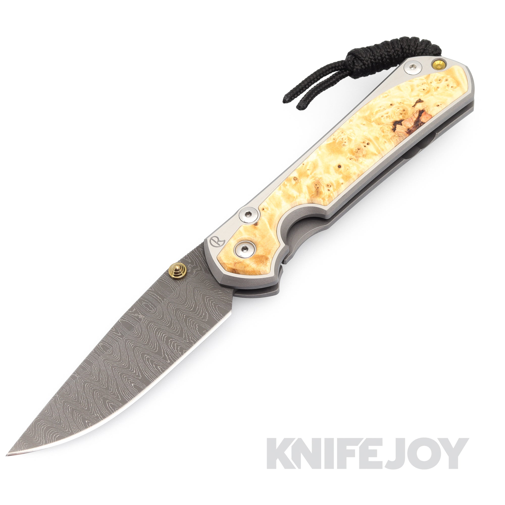 Premium Chris Reeve Large Sebenza 31 Folding Knife - Damascus Steel Drop Point Blade with Box Elder Wood Inlay & Polished Handle - Perfect for EDC, Camping, Hunting and Outdoor Adventures