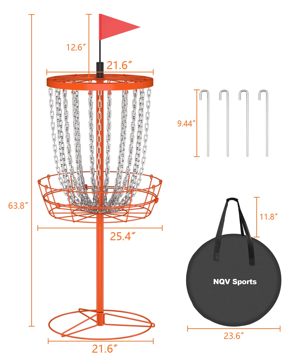 24-Chain Portable Disc Golf Basket with Carry Bag - Professional Indoor/Outdoor Practice Target for Disc Golf Enthusiasts | Perfect for Backyard, Park & Tournament Training