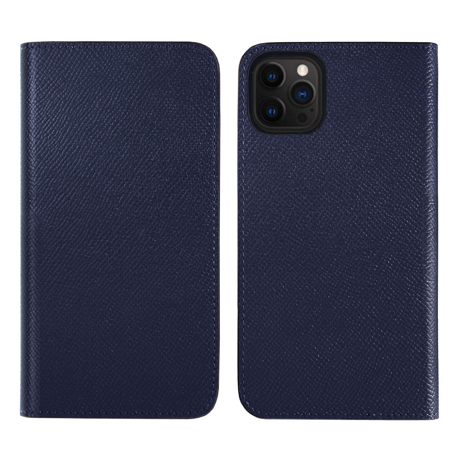 Premium BONAVENTURA Noblessa Diary Smartphone Case for iPhone 12 Pro Max - Navy & White Leather Wallet Cover with Card Slots | Perfect for Business Professionals & Everyday Use (Model BODN12PM-NAWH)