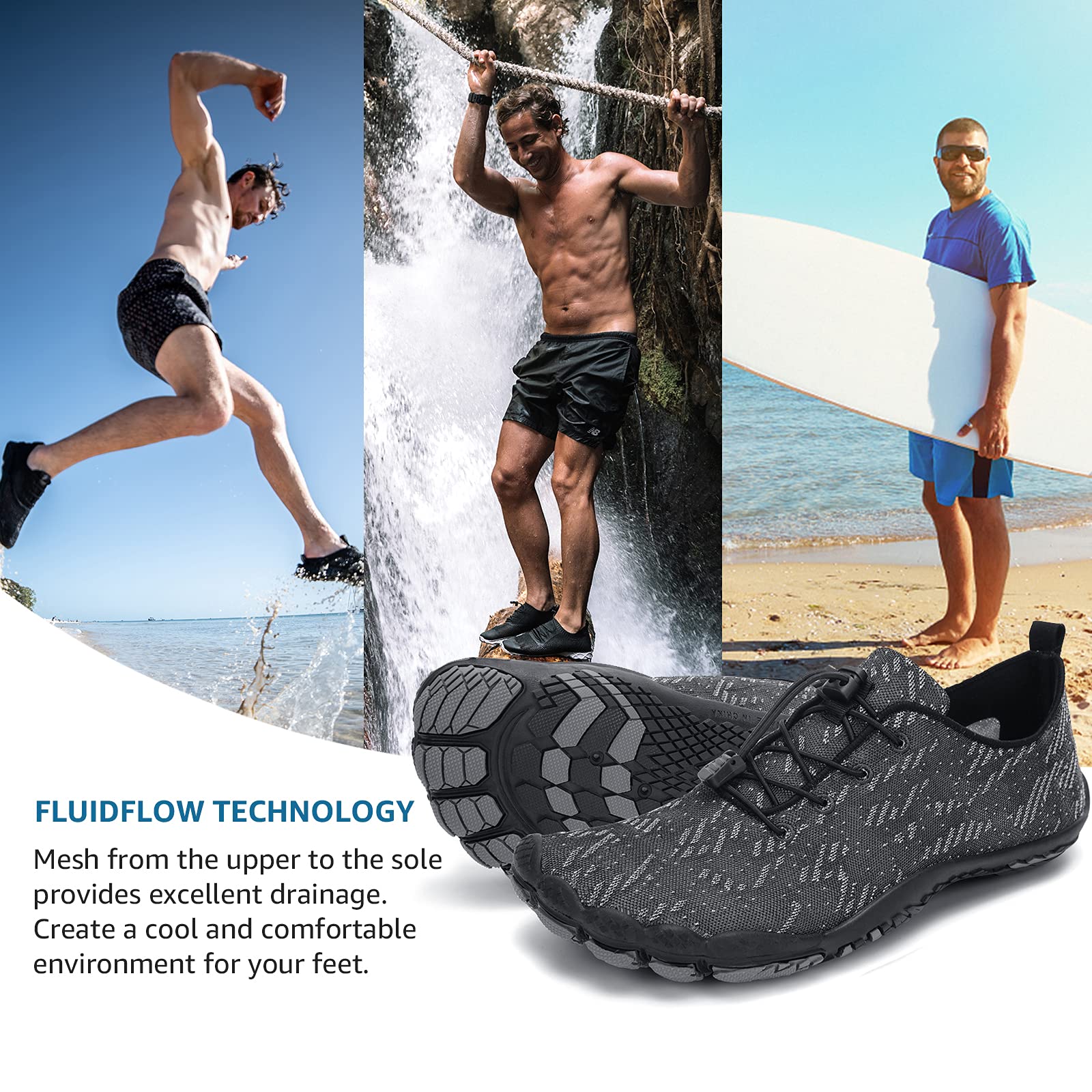 Racqua Quick-Dry Composite Mesh Water Shoes for Men & Women - Lightweight & Comfortable for Swimming, Beach, Boating & Water Sports