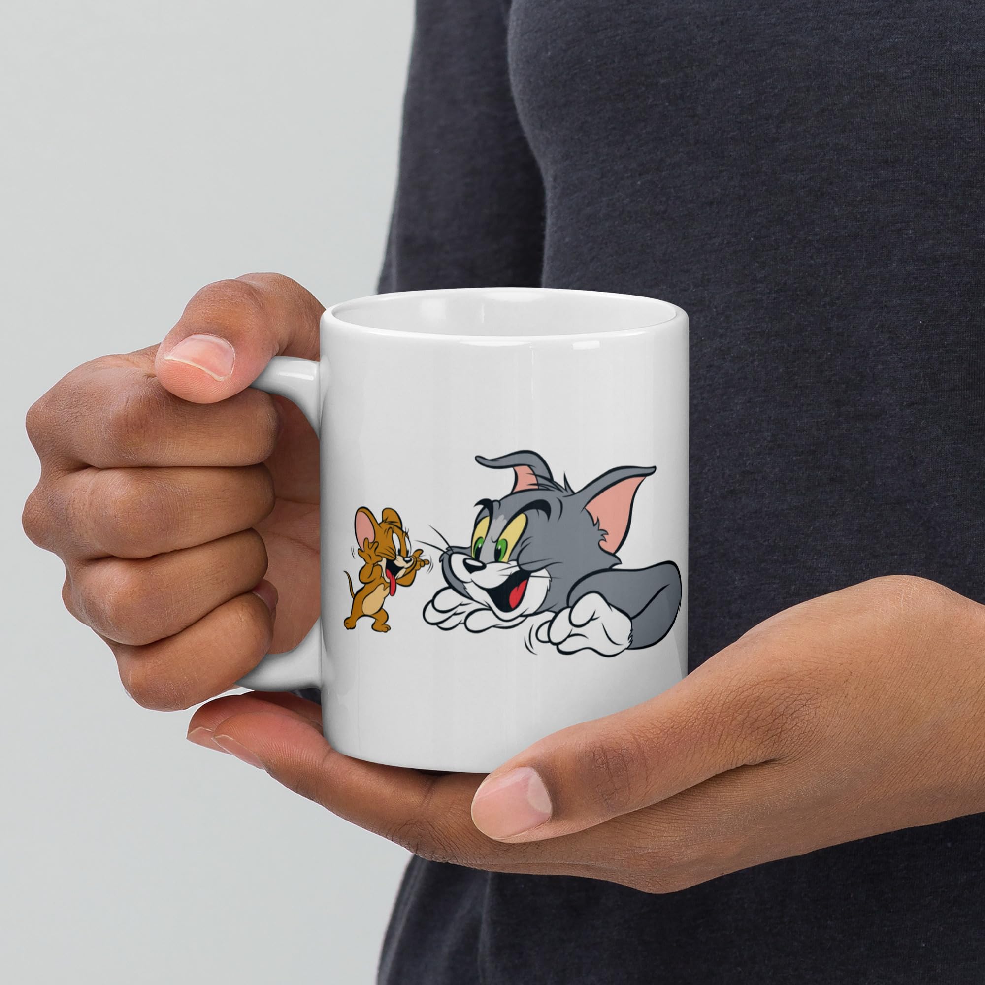 KoolTech Tom & Jerry Cartoon Printed 11oz Ceramic Coffee Mug - White Tea Cup for Kids, Friends & Cartoon Lovers | Perfect Birthday Gift, Office Use, Home Decor & Collectible Item